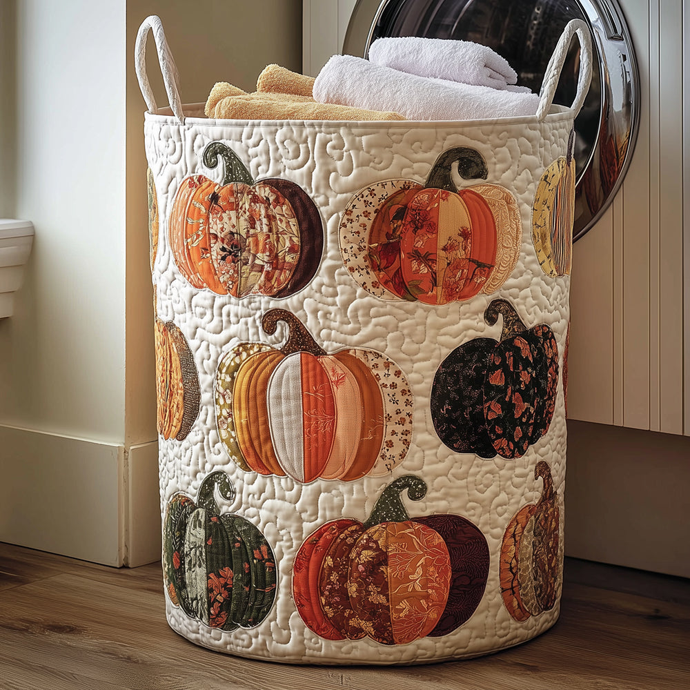 Pumpkin Bliss Quilted Laundry Basket Dirty Clothes Hampers Halloween Birthday Gifts