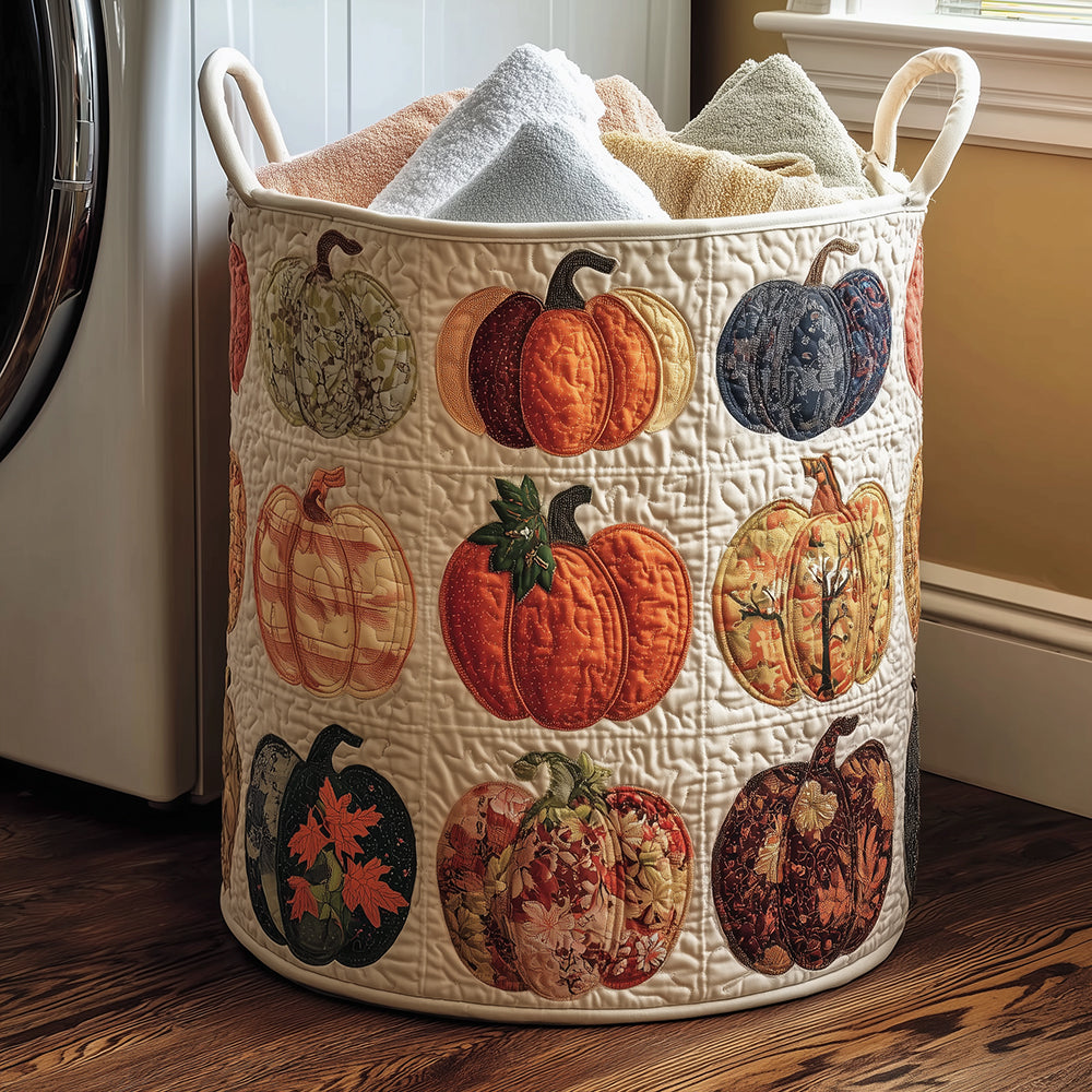 Pumpkin Bloom Quilted Laundry Basket Best Clothes Hamper Halloween Gifts For Her