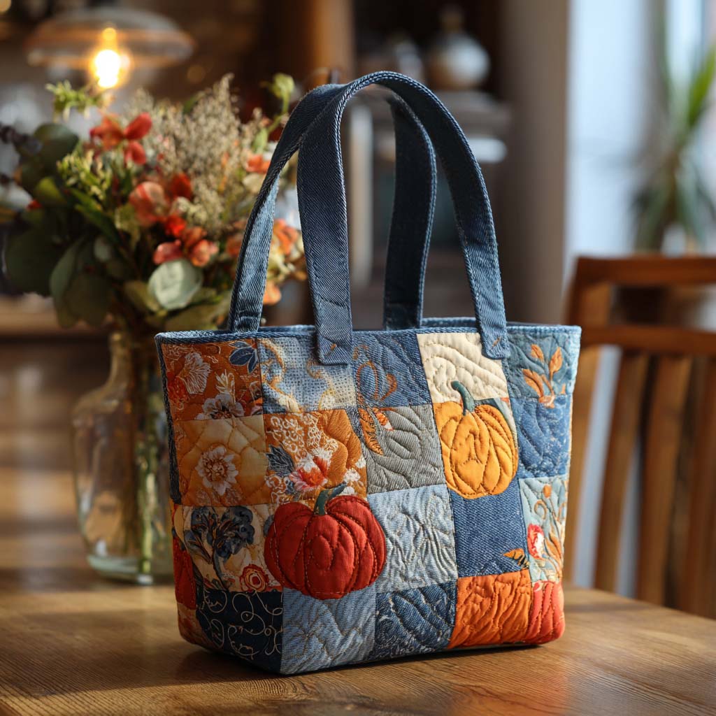 Pumpkin Days Quilted Tote Bag Best Women's Shoulder Bags Mother's Day Gift Ideas For Wife