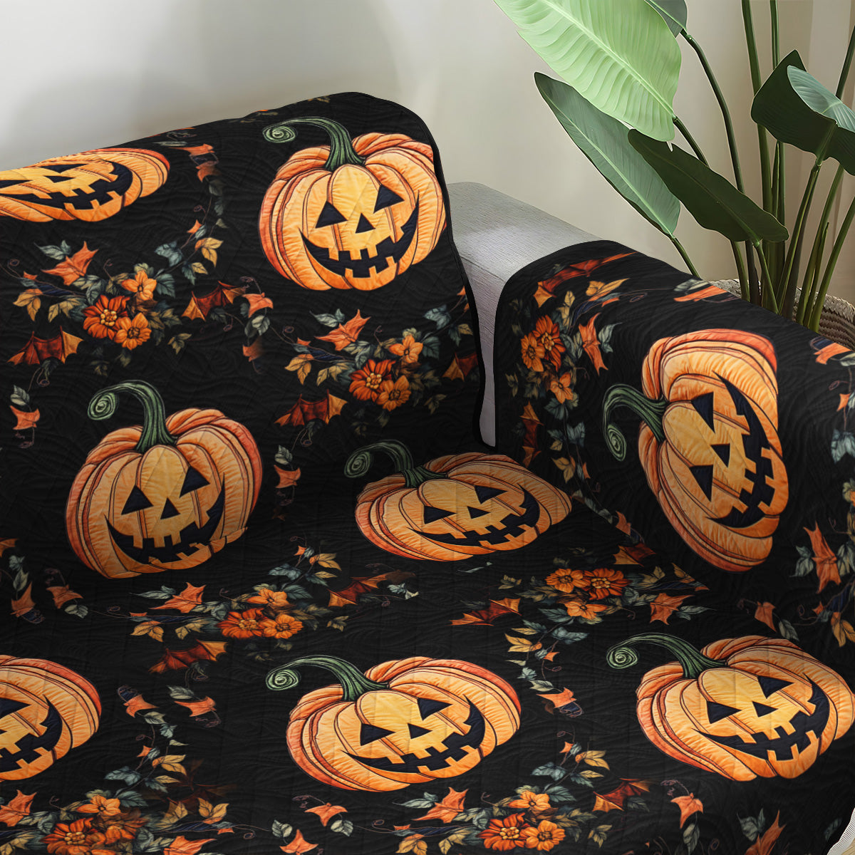 Pumpkin Delight Quilted Sofa Cover Living Room Decorations Gift For Mid Autumn Festival