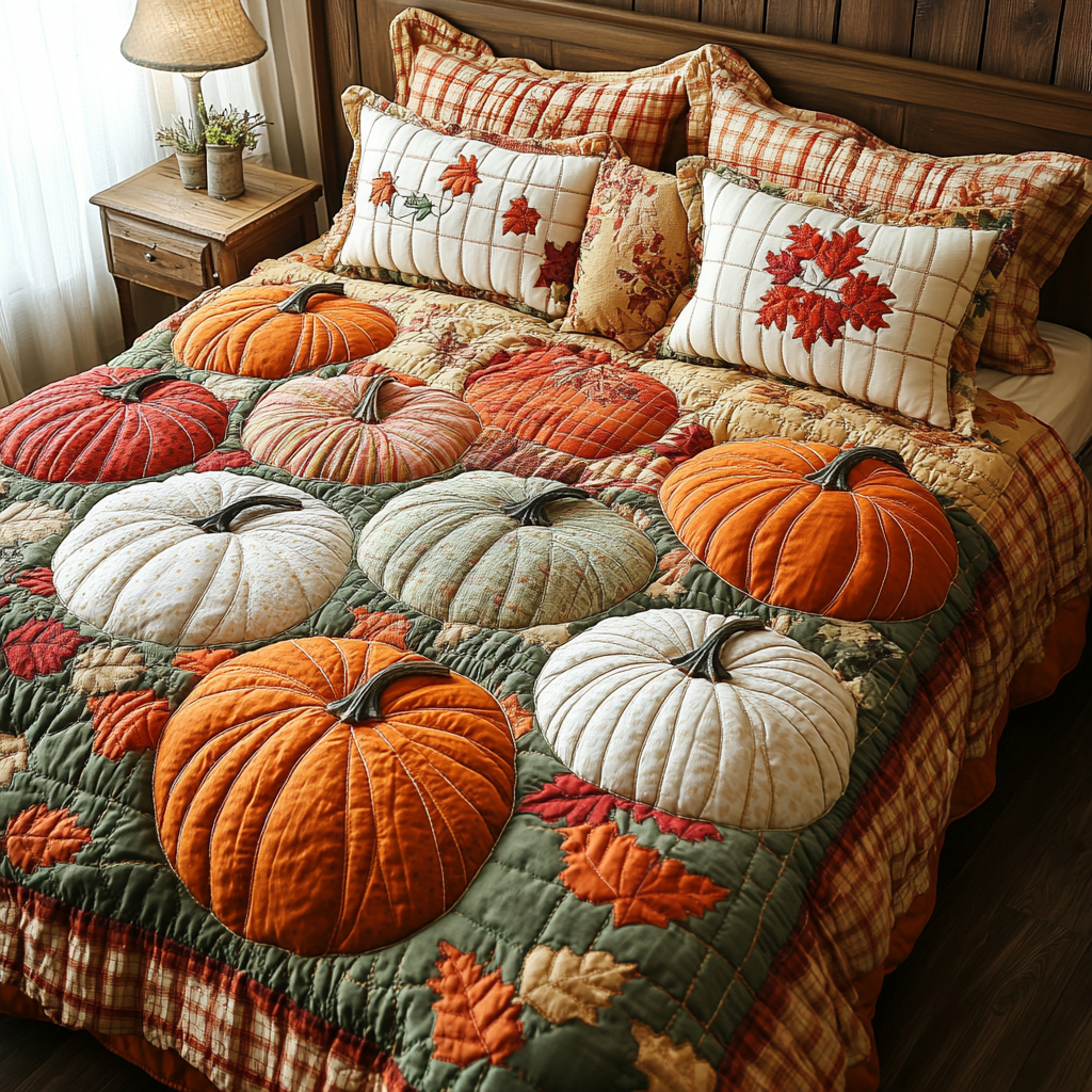 Pumpkin Dreams Quilted Bedding Set Best Comforter Sets Father's Day Presents For Husband