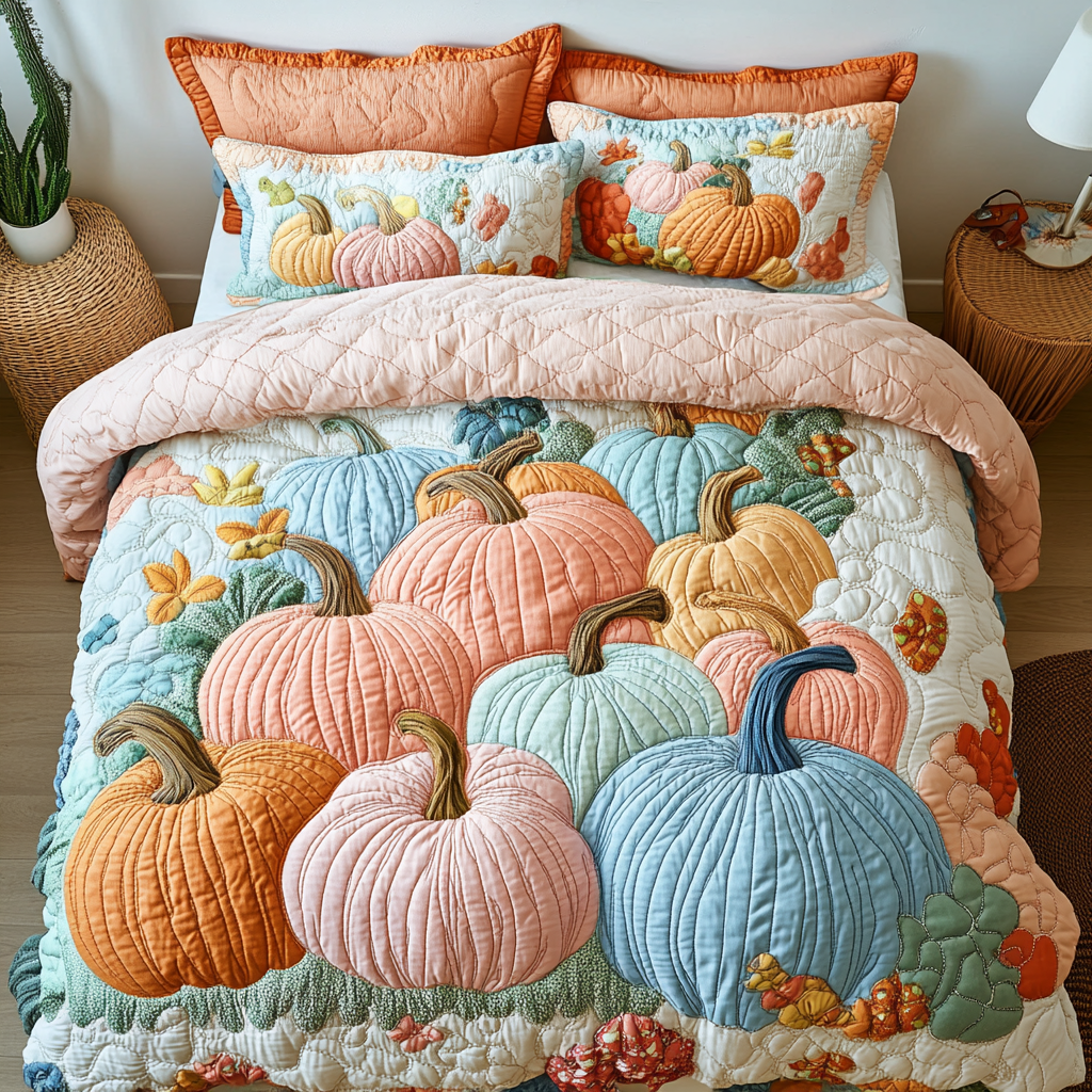 Pumpkin Dreams Quilted Bedding Set Best King Bed Sheets Good Father's Day Presents