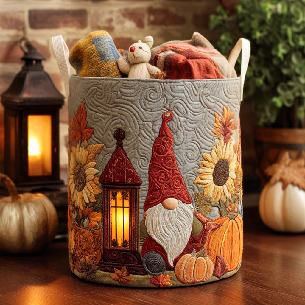 Pumpkin Gnome Life Quilted Laundry Basket Laundry Hamper Useful Mother's Day Gifts