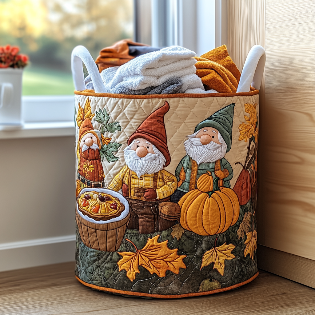 Pumpkin Gnome Quilted Laundry Basket Unique Laundry Hamper Ideas Cool Fall Gifts