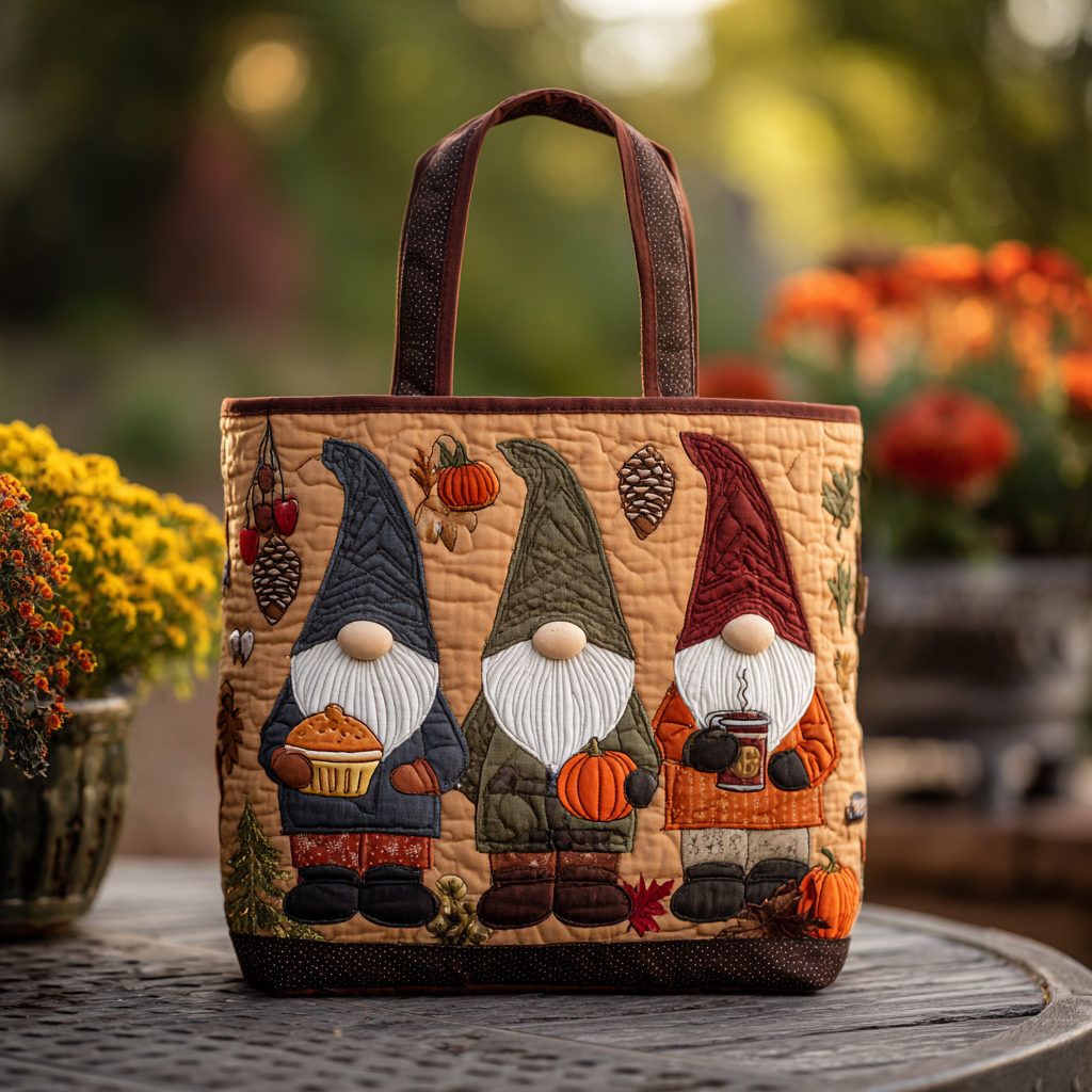 Pumpkin Gnome Quilted Tote Bag Best Totes Gifts To Get Your Mother