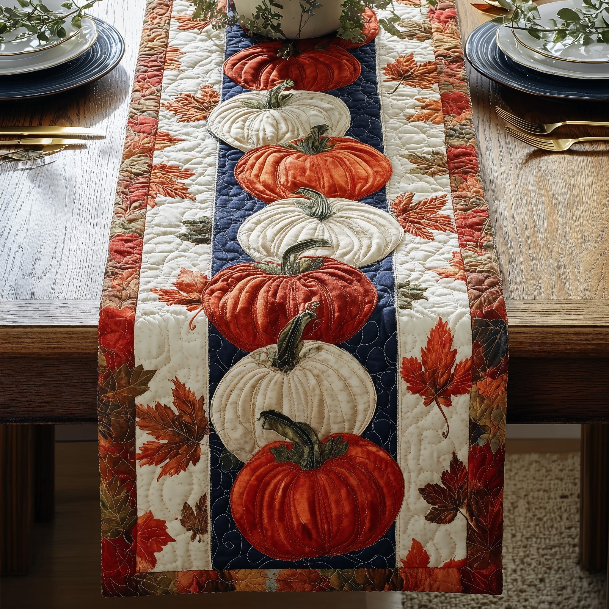 Pumpkin Harvest Quilted Table Runner Dining Table Table Runner Unique Fall Gifts