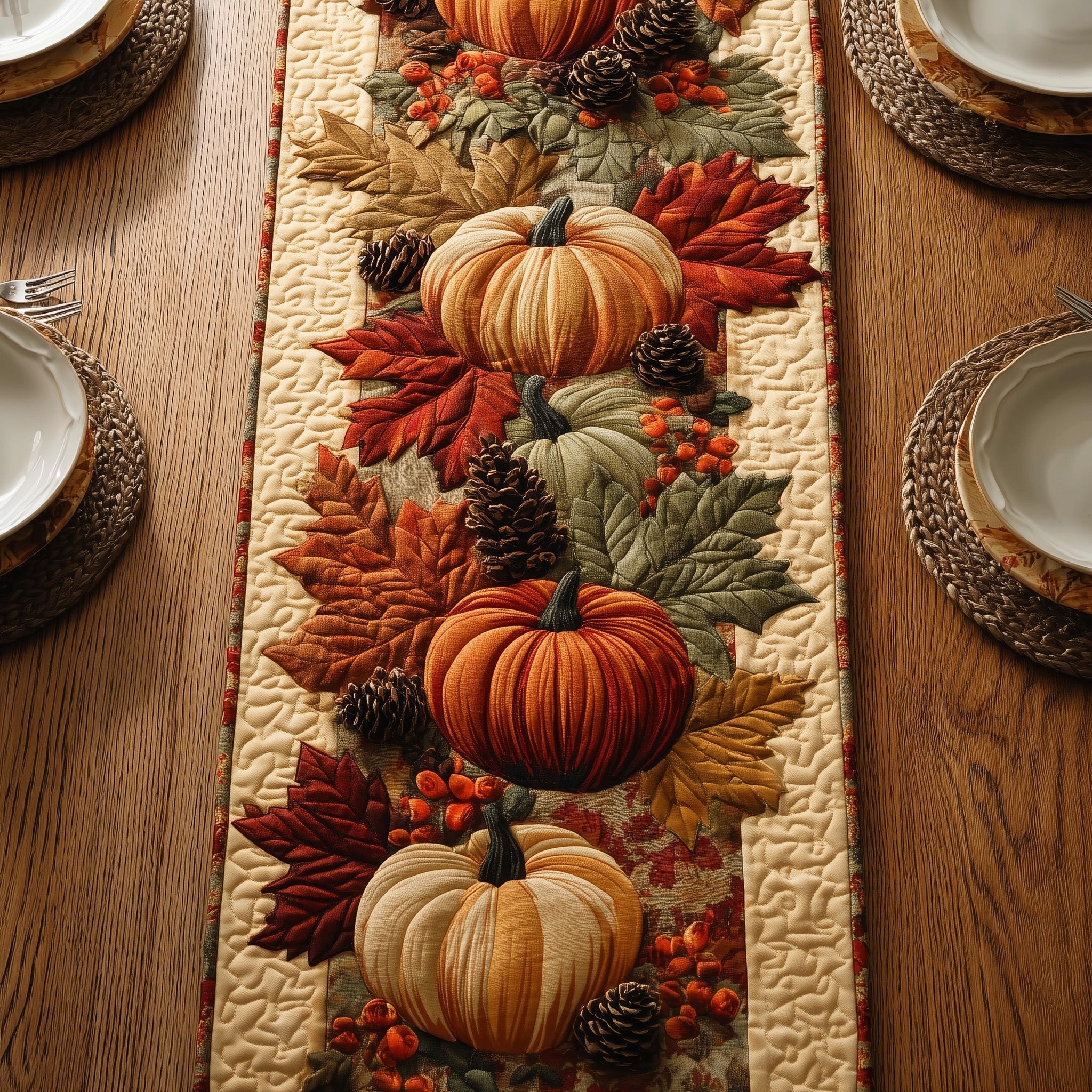 Pumpkin Harvest Quilted Table Runner Formal Dining Table Runners Gift Ideas For Fall
