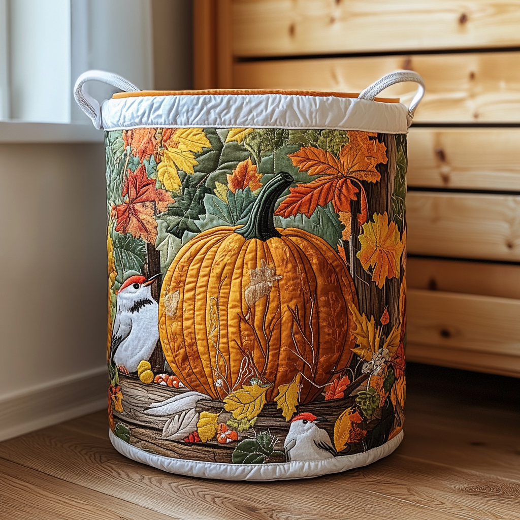 Pumpkin Meadow Quilted Laundry Basket Good Laundry Baskets Gift Ideas For Fall