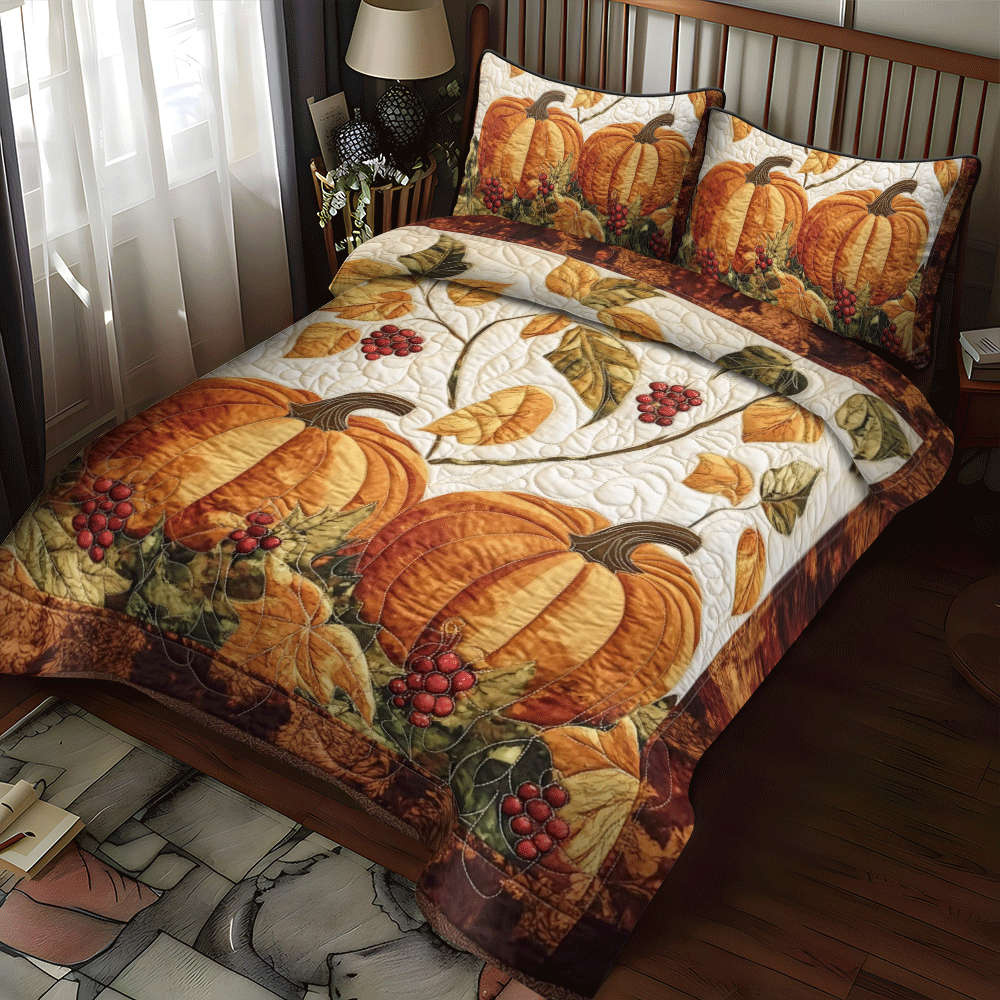 Pumpkin Patch Thanksgiving Quilted Bedding Set Best King Bed Sheets Good Thanksgiving Gifts