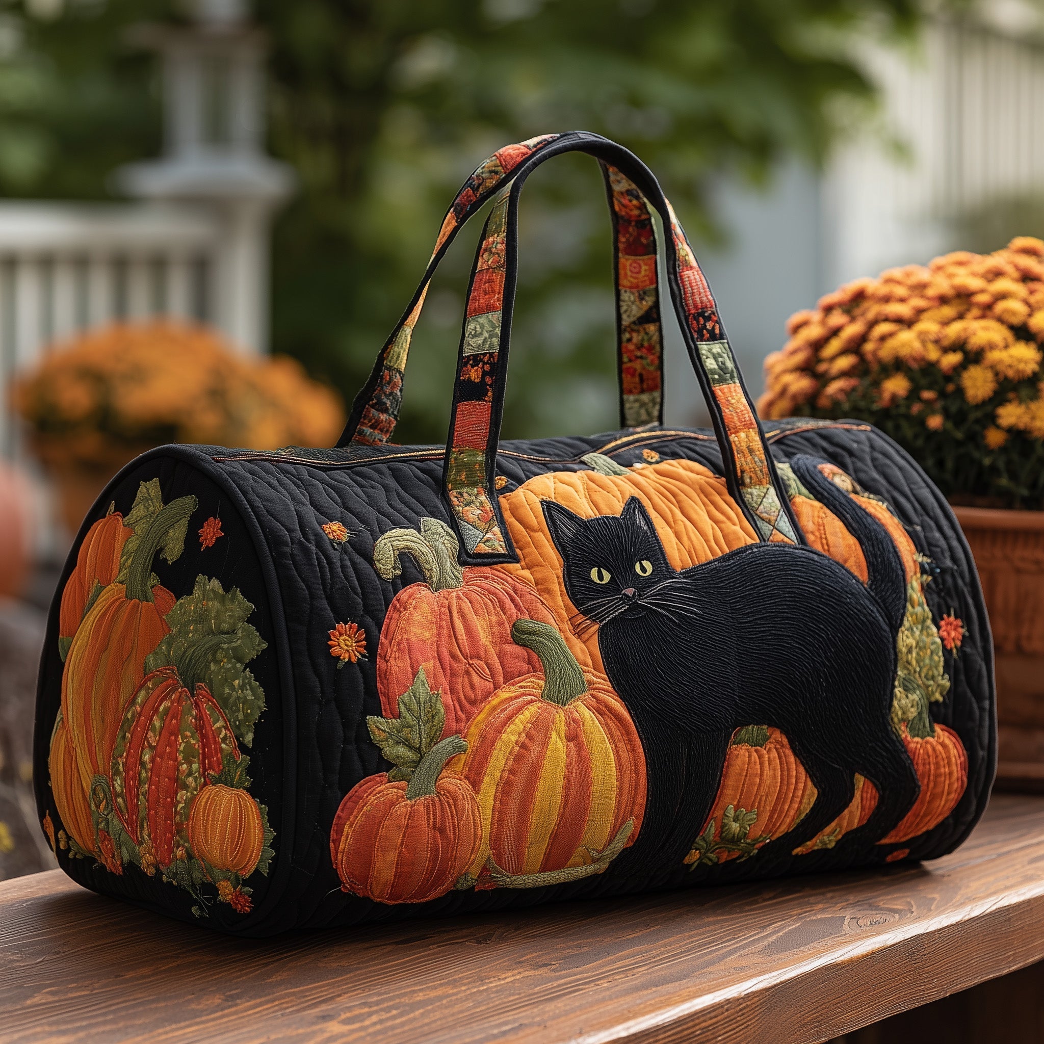 Pumpkin Paws Quilted Duffle Bag Duffel Travel Bag Top Gifts For Cat Lovers