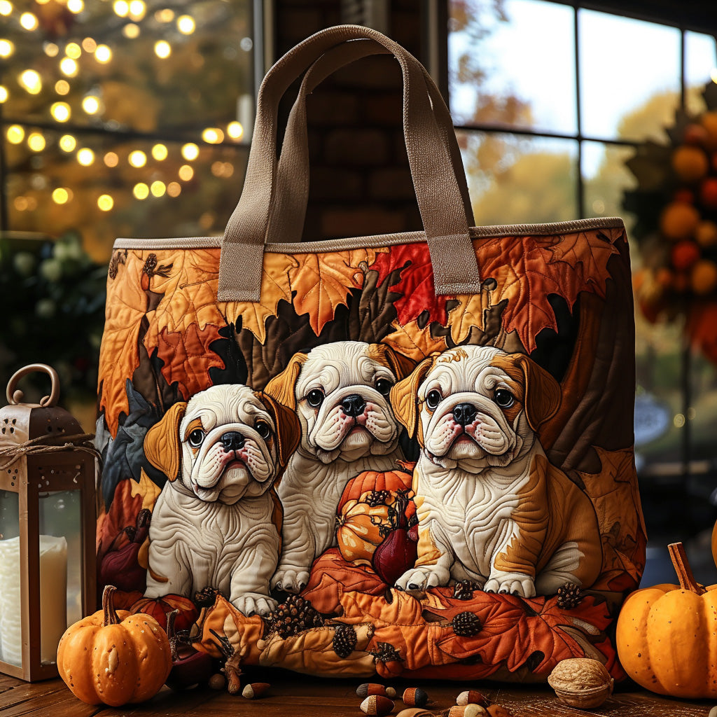 Pumpkin Pup Quilted Tote Bag Trendy Tote Sentimental Gifts For Mom