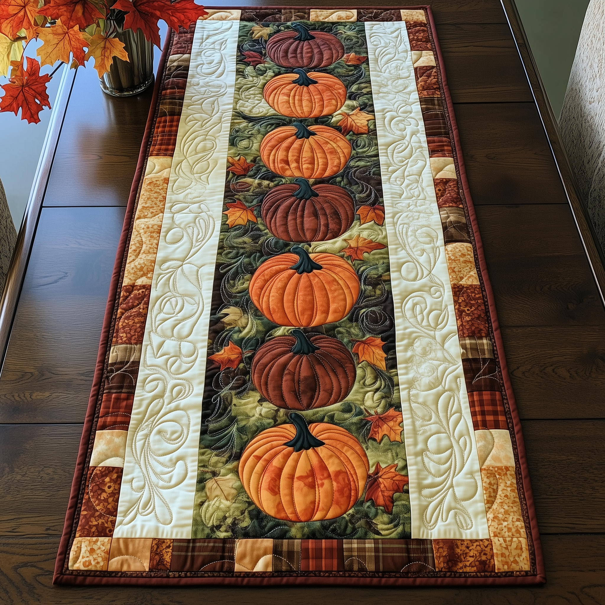 Pumpkin Quilted Table Runner Dining Room Table Toppers Best Autumn Gifts