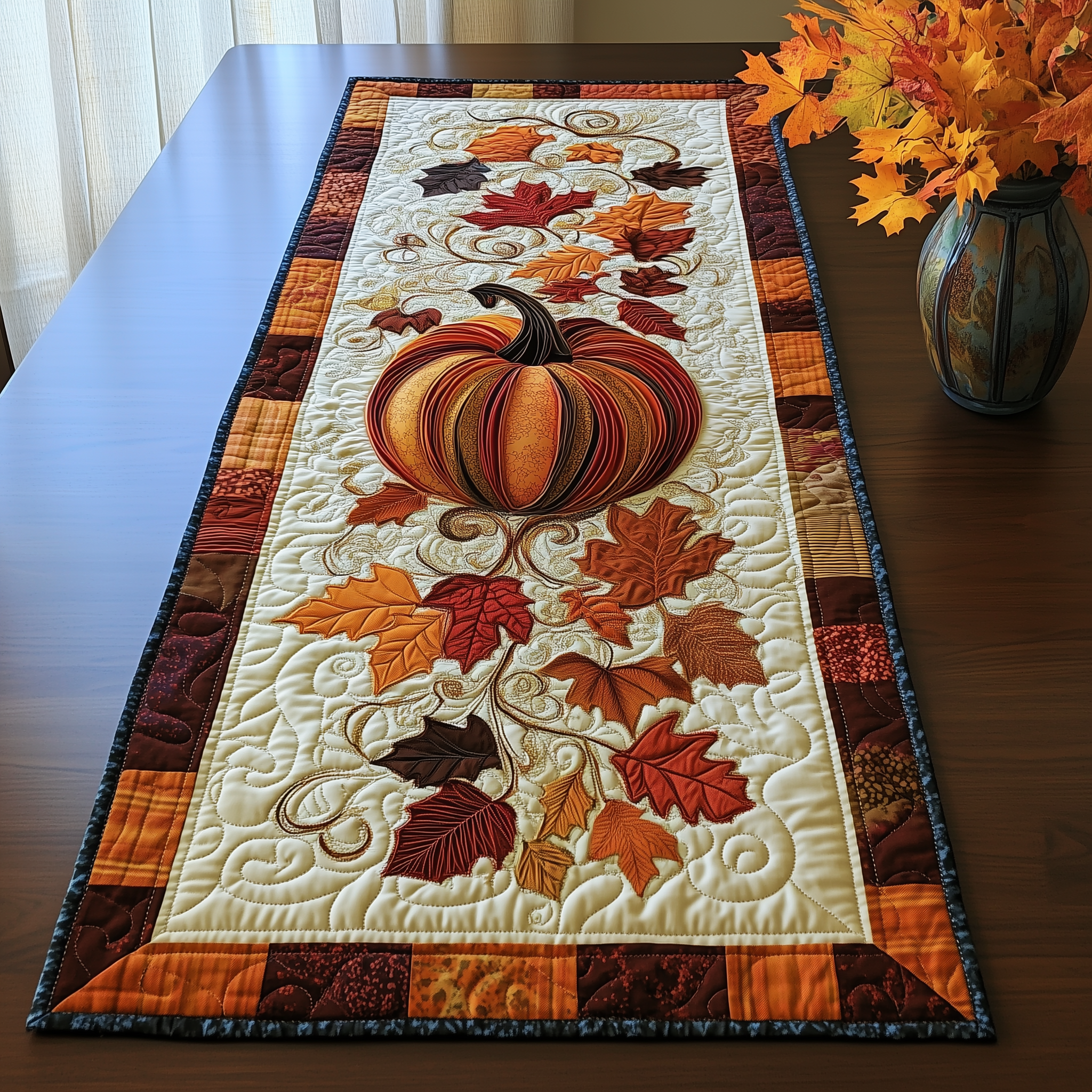 Pumpkin Quilted Table Runner Formal Dining Table Runners Cute Fall Gift Ideas