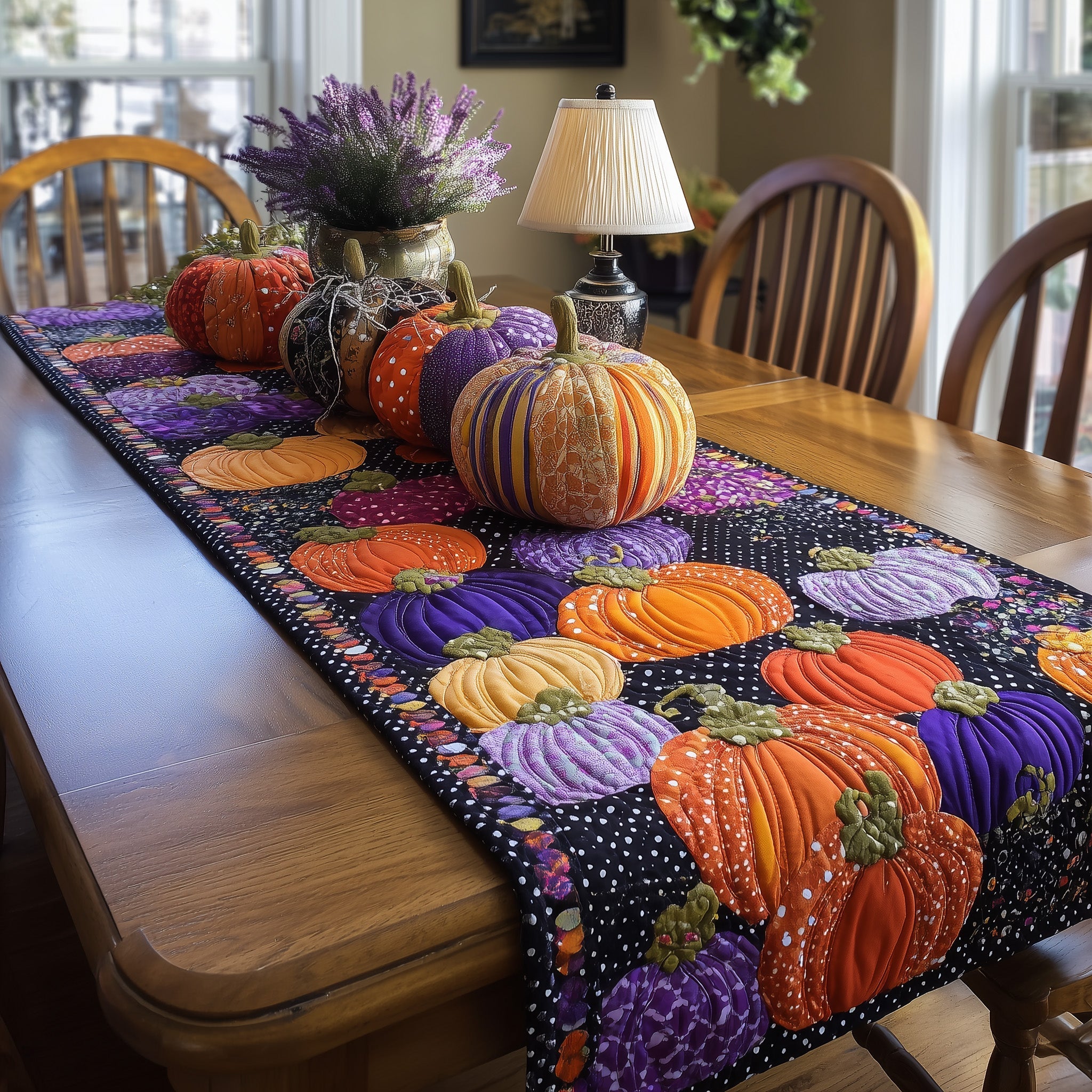 Pumpkin Spice Quilted Table Runner Halloween Dining Table Runner Autumn Gifts For Friends