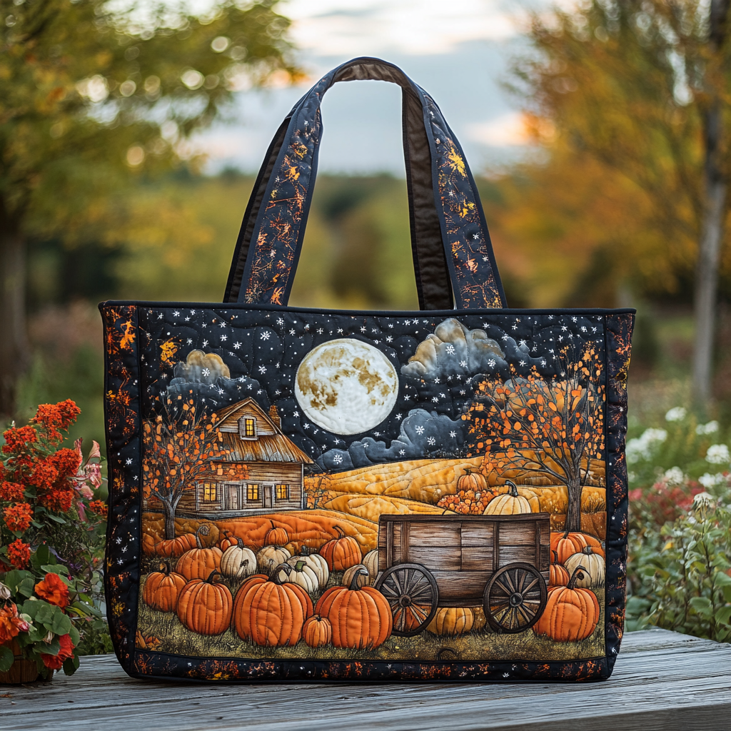 Pumpkin Trail Quilted Tote Bag Cool Tote Bags For Women Best Birthday Gifts For Mothers