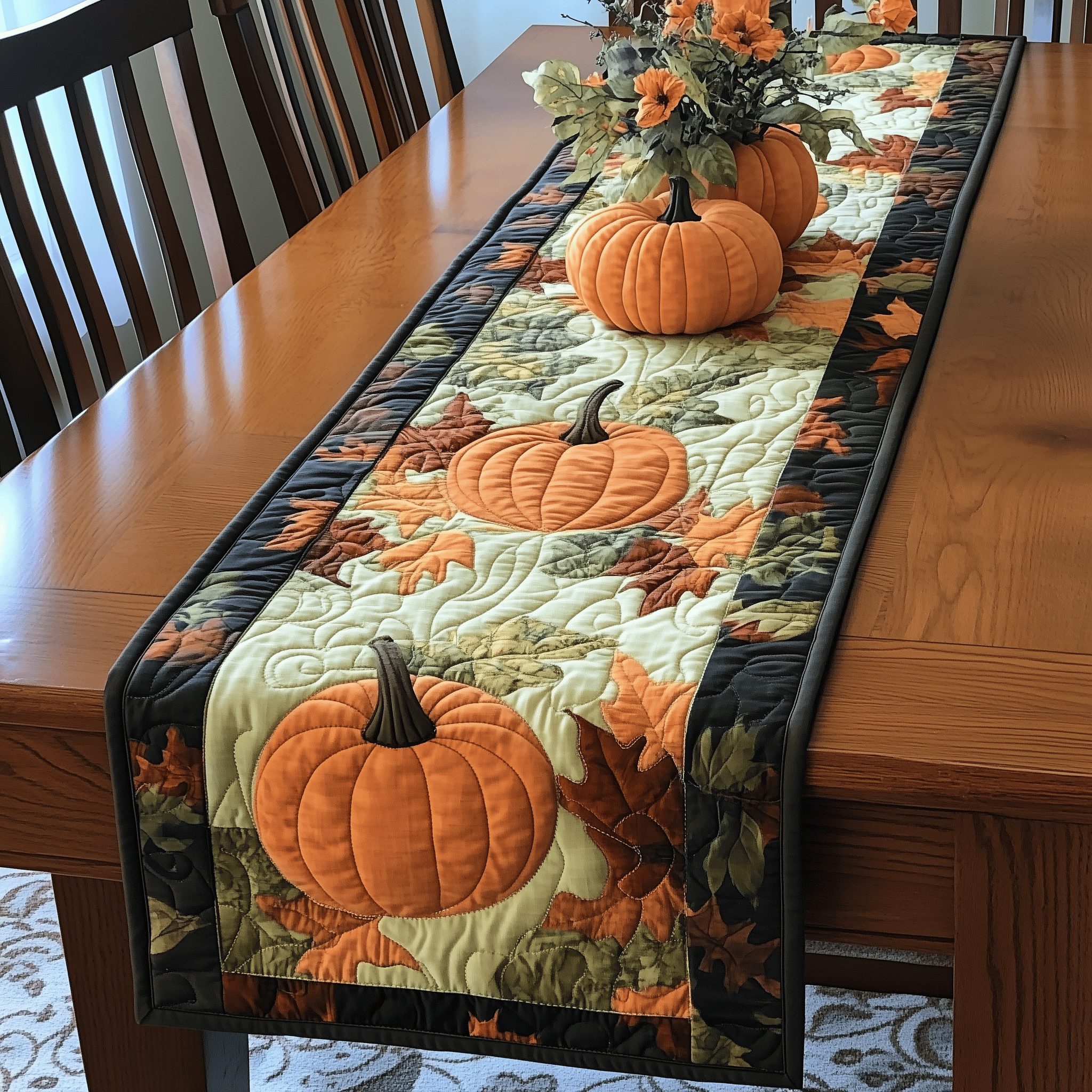 Pumpkins Quilted Table Runner Quilted Thanksgiving Table Runner Thanksgiving Gifts For Guests