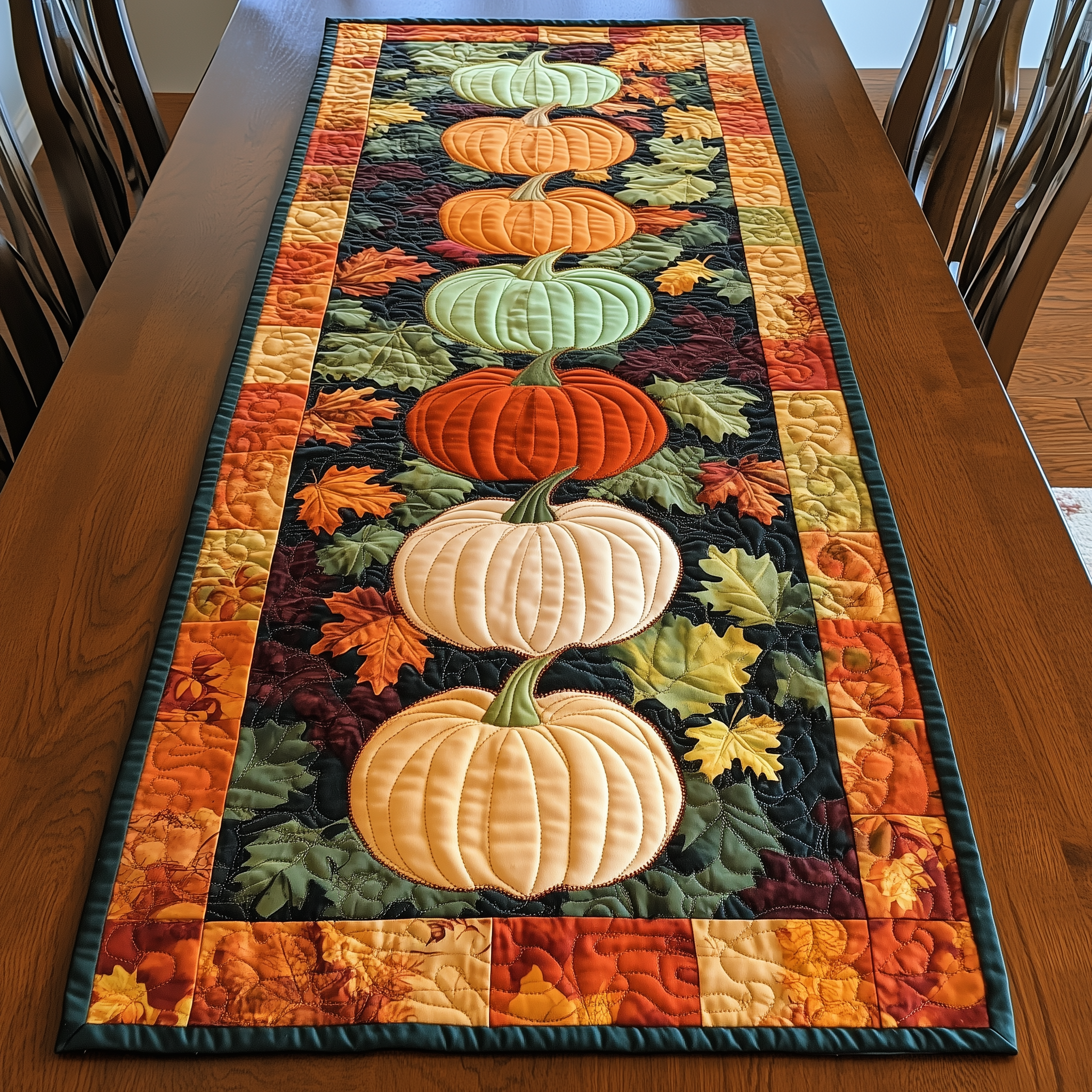 Pumpkins Quilted Table Runner Thanksgiving Fall Table Runner Thanksgiving Gift Ideas For Friends