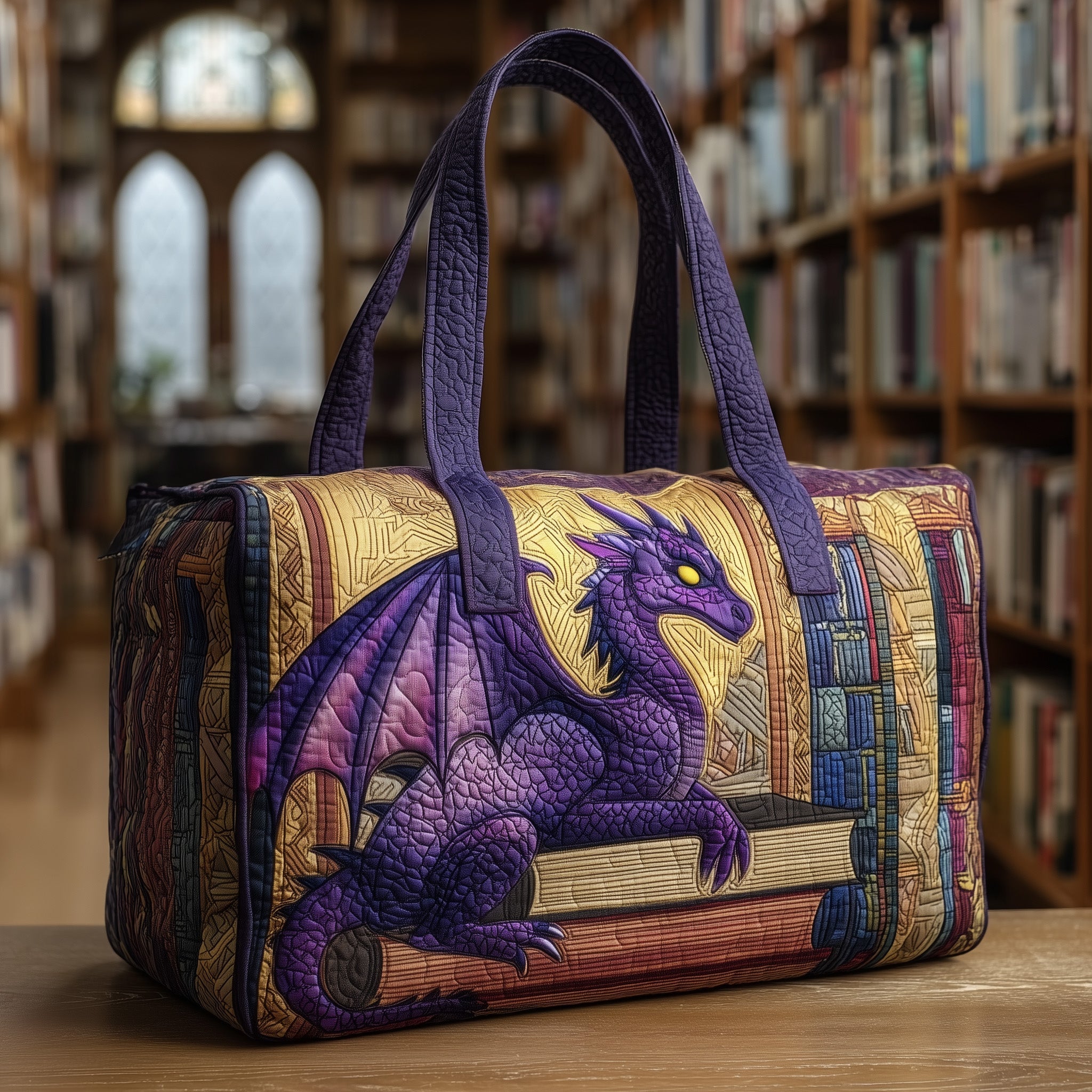 Purple Dragon Quilted Duffle Bag Cute Duffle Bag For Ladies Mother's Day Gifts From Grandkids