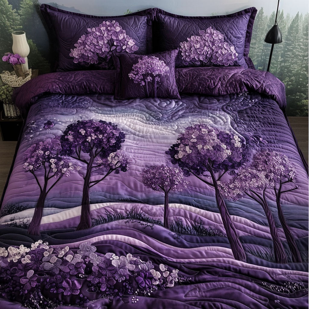 Purple Horizons Quilted Bedding Set Cute Boho Comforter Sets Gifts For New Dads