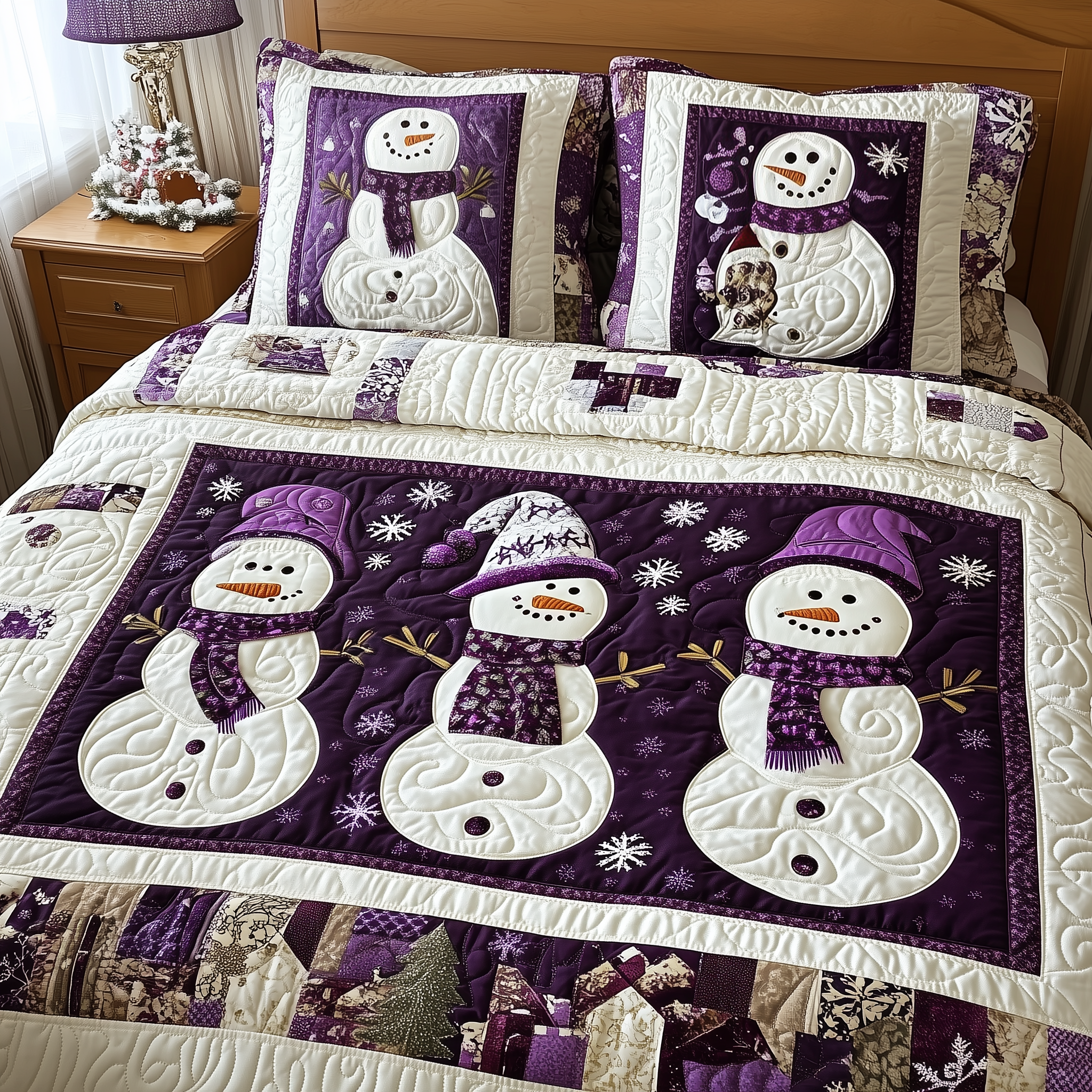 Purple Joy Quilted Bedding Set Cozy Christmas Bedroom Good Christmas Gifts