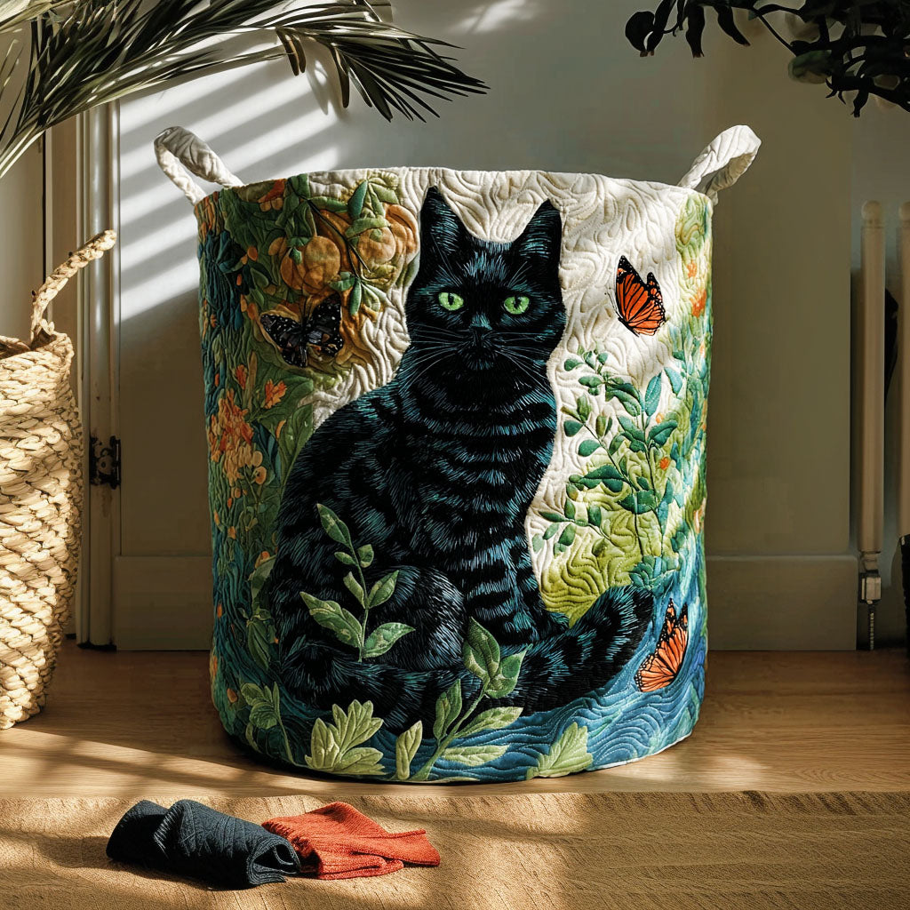 Purr Noir Quilted Laundry Basket Unique Laundry Hamper Useful Gift For New Home