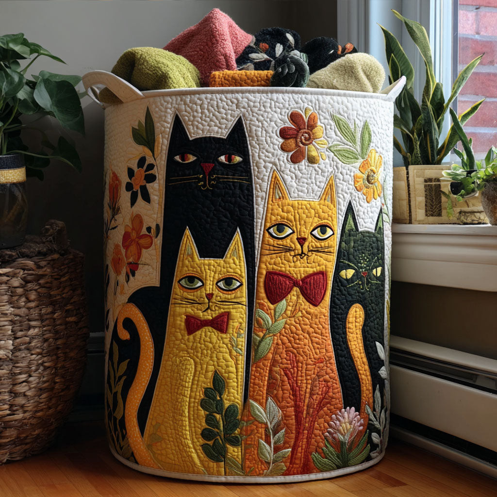 Purrfect Bloom Quilted Laundry Basket Clothes Basket Great New Home Gifts