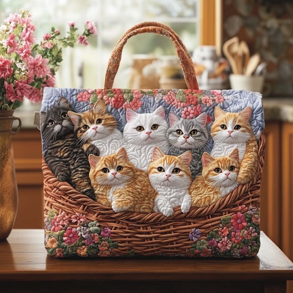 Purrfect Moments Quilted Tote Bag Best Ladies Tote Bags Gift Ideas For Cat Lovers
