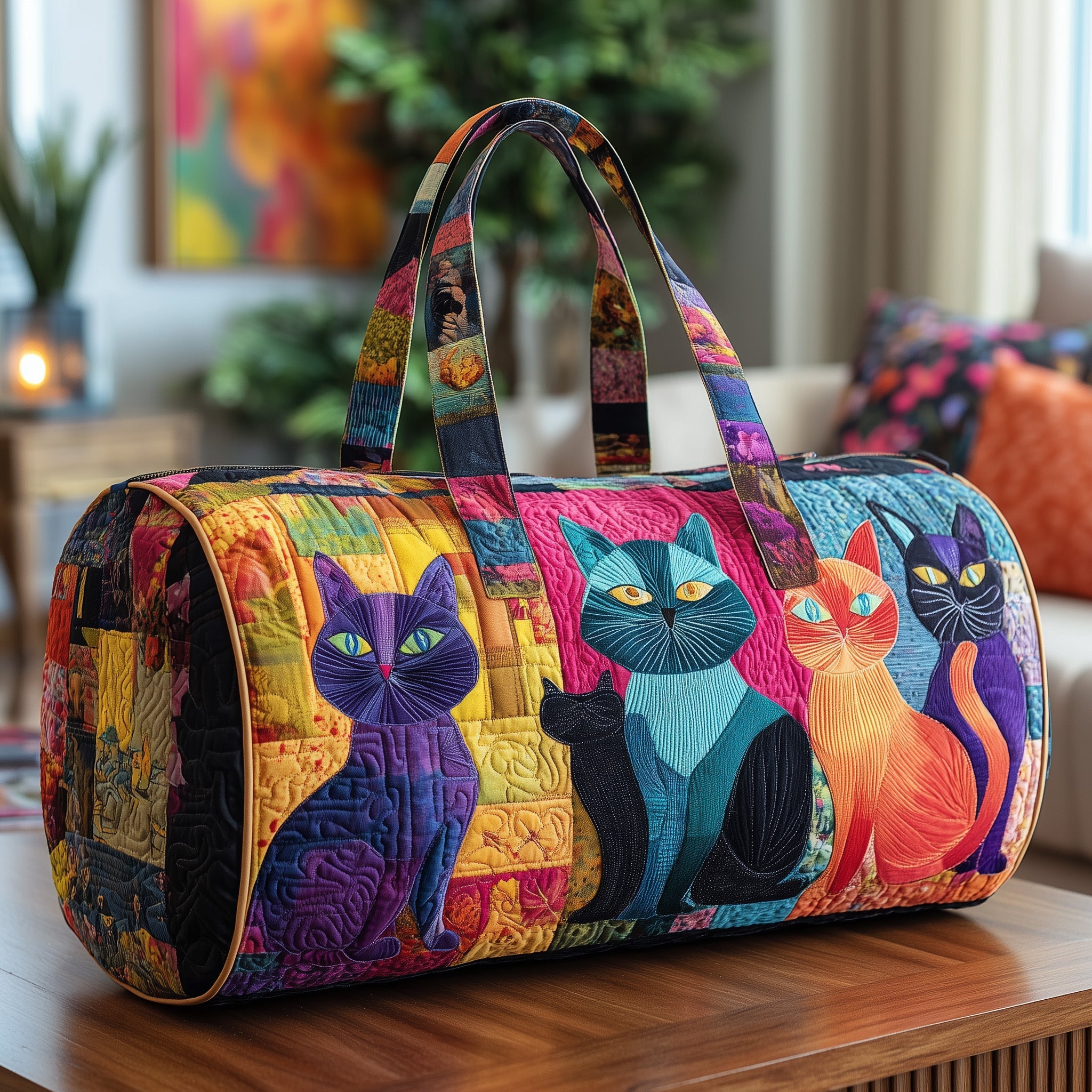 Purrfect Triple Quilted Duffle Bag Best Weekend Duffle Bag Womens Present Ideas For Cat Lovers