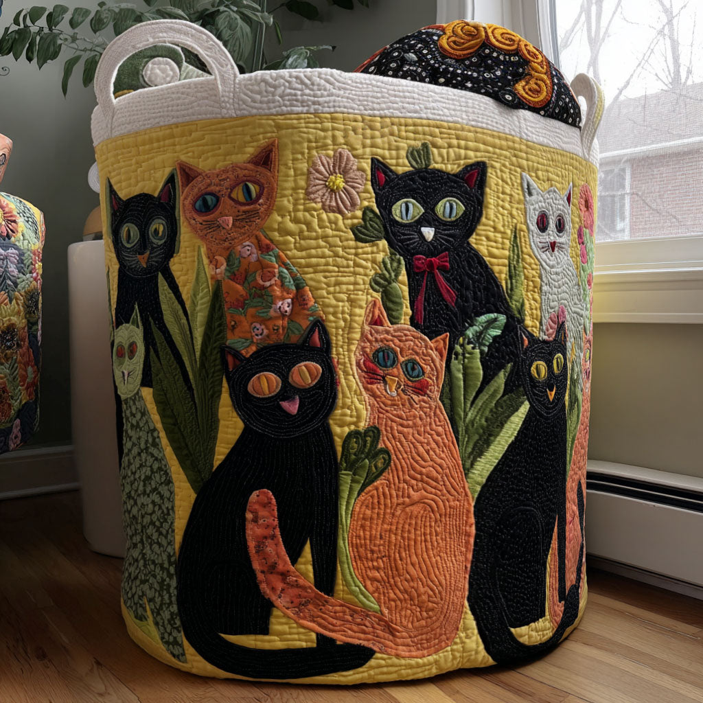 Purring Blossoms Quilted Laundry Basket Best Hampers Good New Home Gifts
