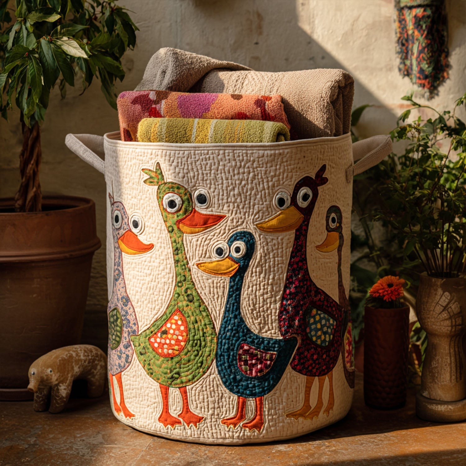Quackadelic Quilted Laundry Basket Best Dirty Clothes Hamper Unusual House Warming Presents