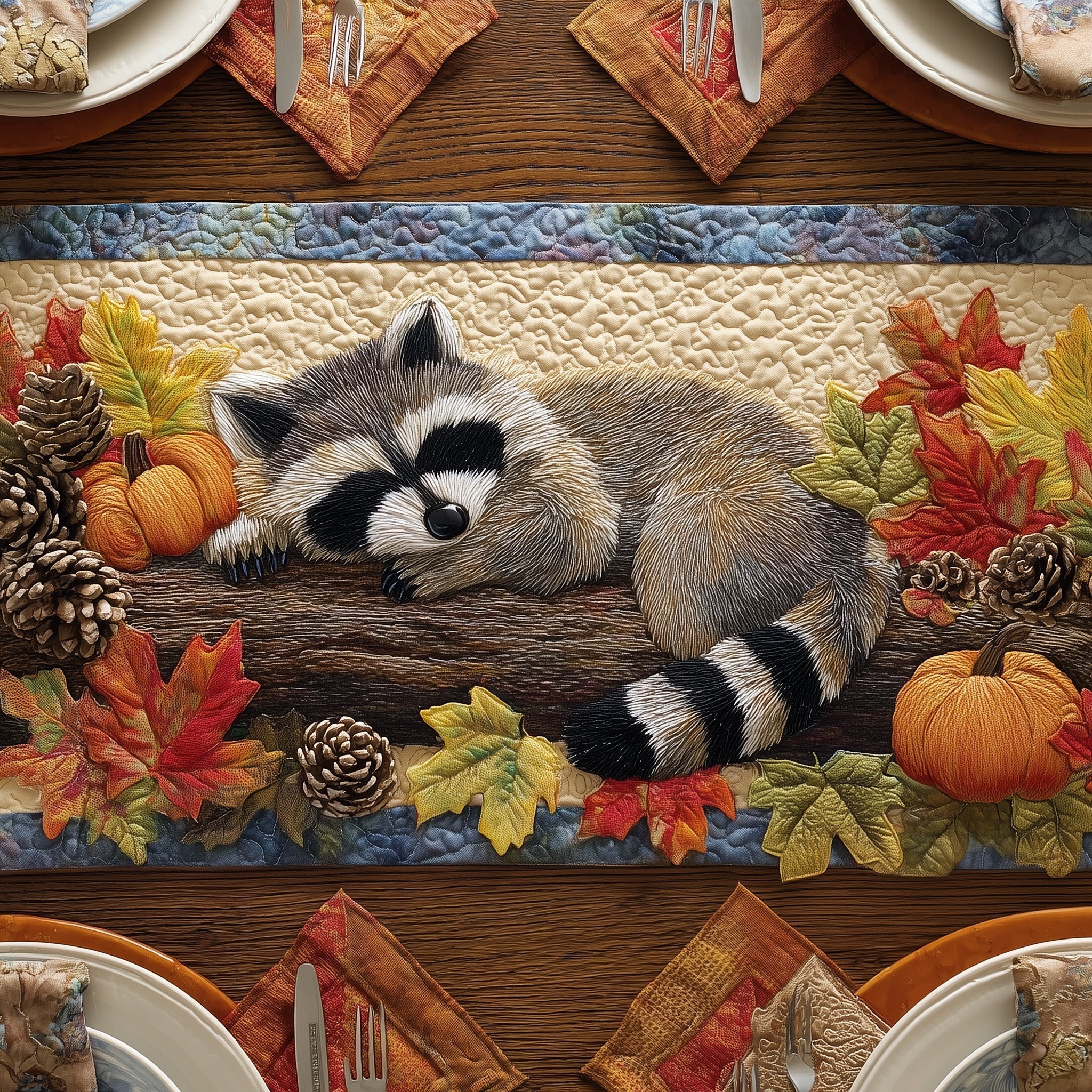 Raccoon Nap Quilted Table Runner Dining Room Table Toppers Good Mothers Day Ideas