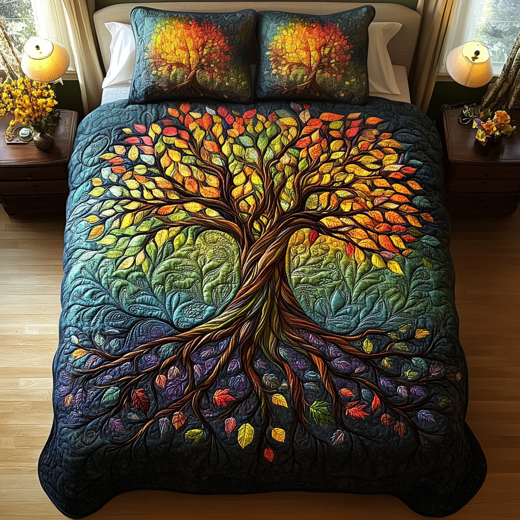 Radiant Arbor Quilted Bedding Set Bedspread Set Tree Of Life Gifts Mother'S Day