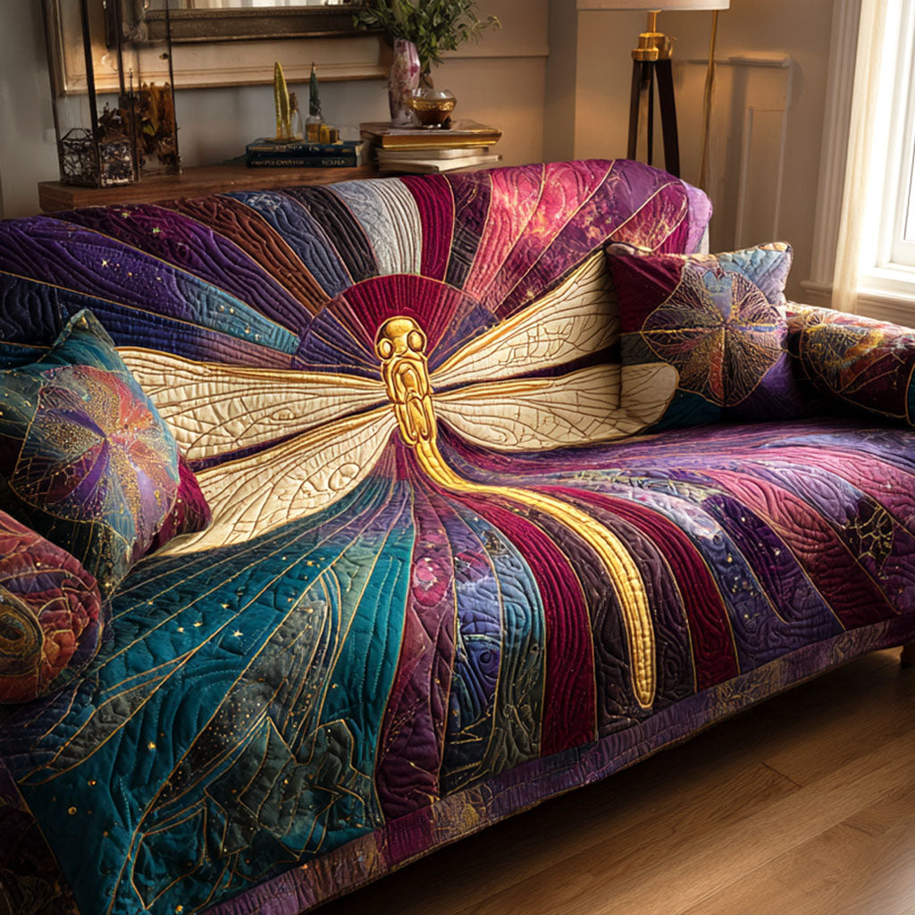 Radiant Aurora Quilted Sofa Cover Couch Covers For Couches Dragonfly Gifts For Lady