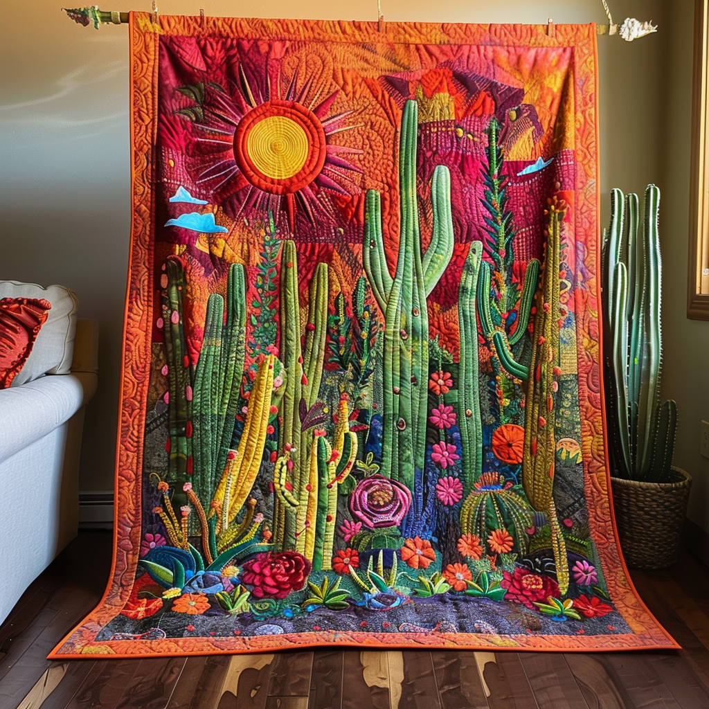 Radiant Cacti Quilted Blanket Comforter And Sheet Sets Great Mother's Day Gifts For Wife