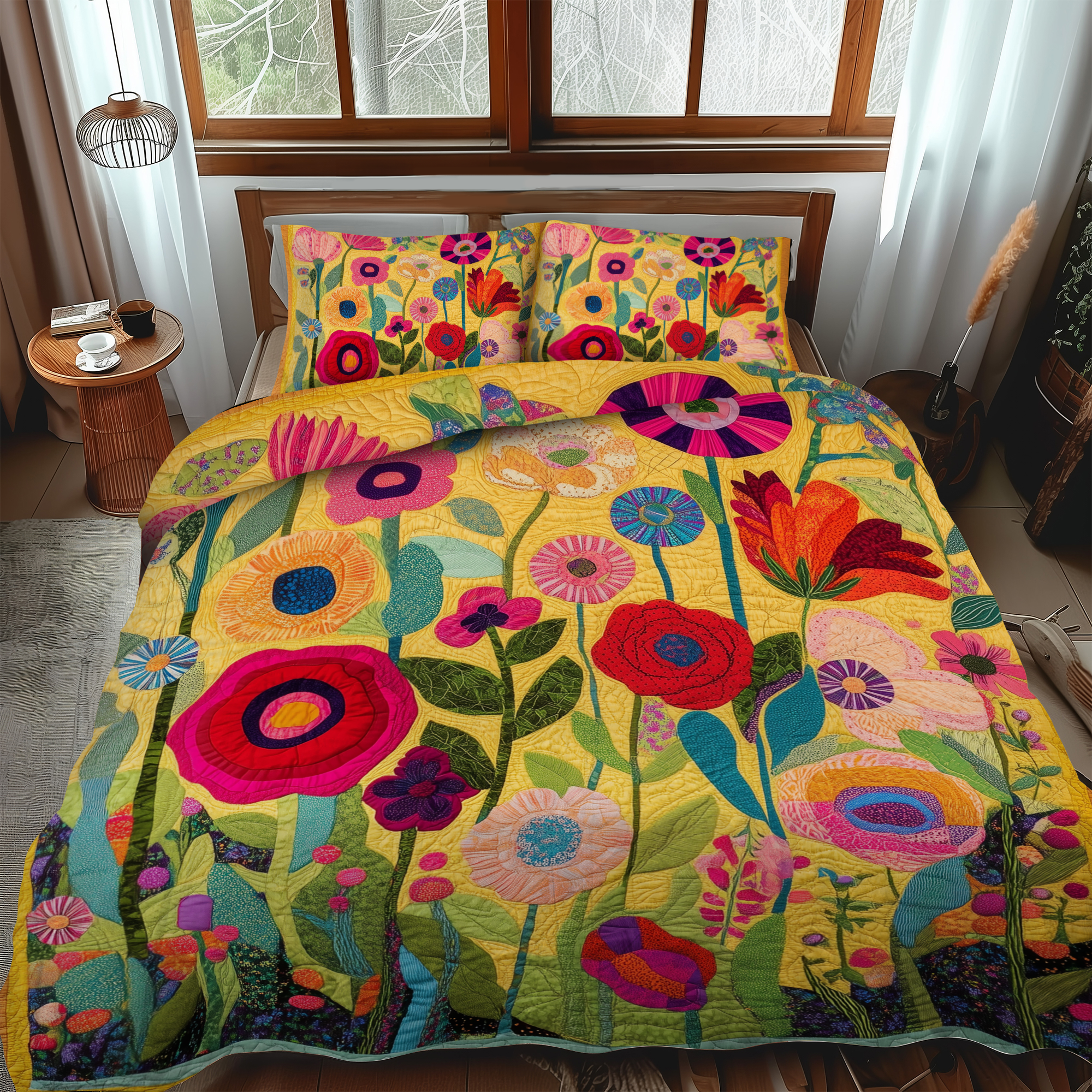 Radiant Flowers Quilted Bedding Set Best Bedsheets Step Dad Gifts