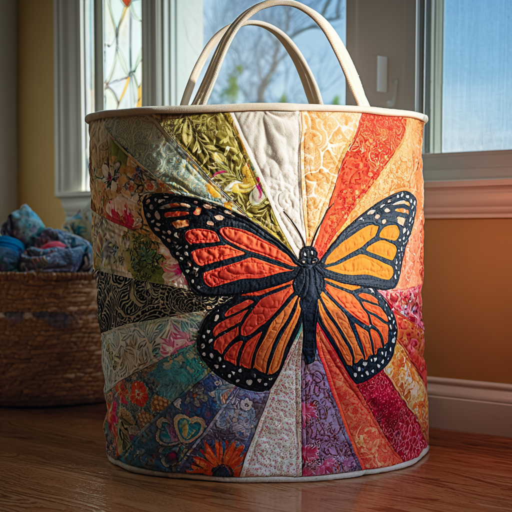 Radiant Monarch Quilted Laundry Basket Foldable Laundry Hamper Novelty Butterfly Gifts