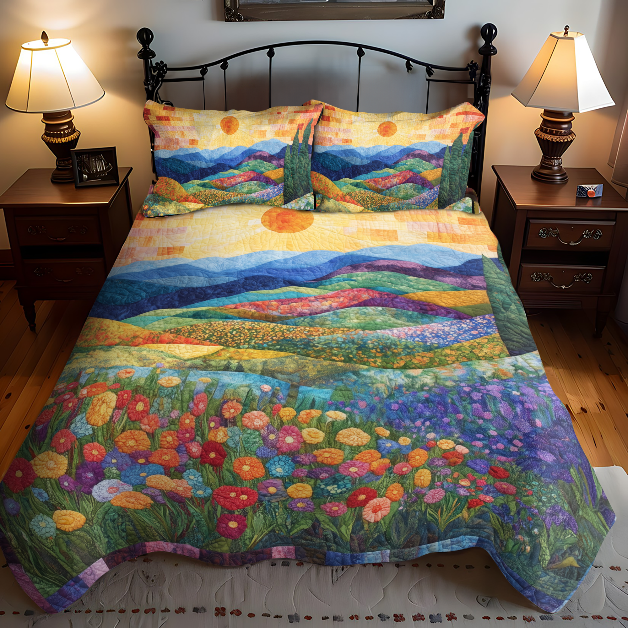 Radiant Rays Quilted Bedding Set Bed Room Decoration Mother's Day Gift Ideas For Wife