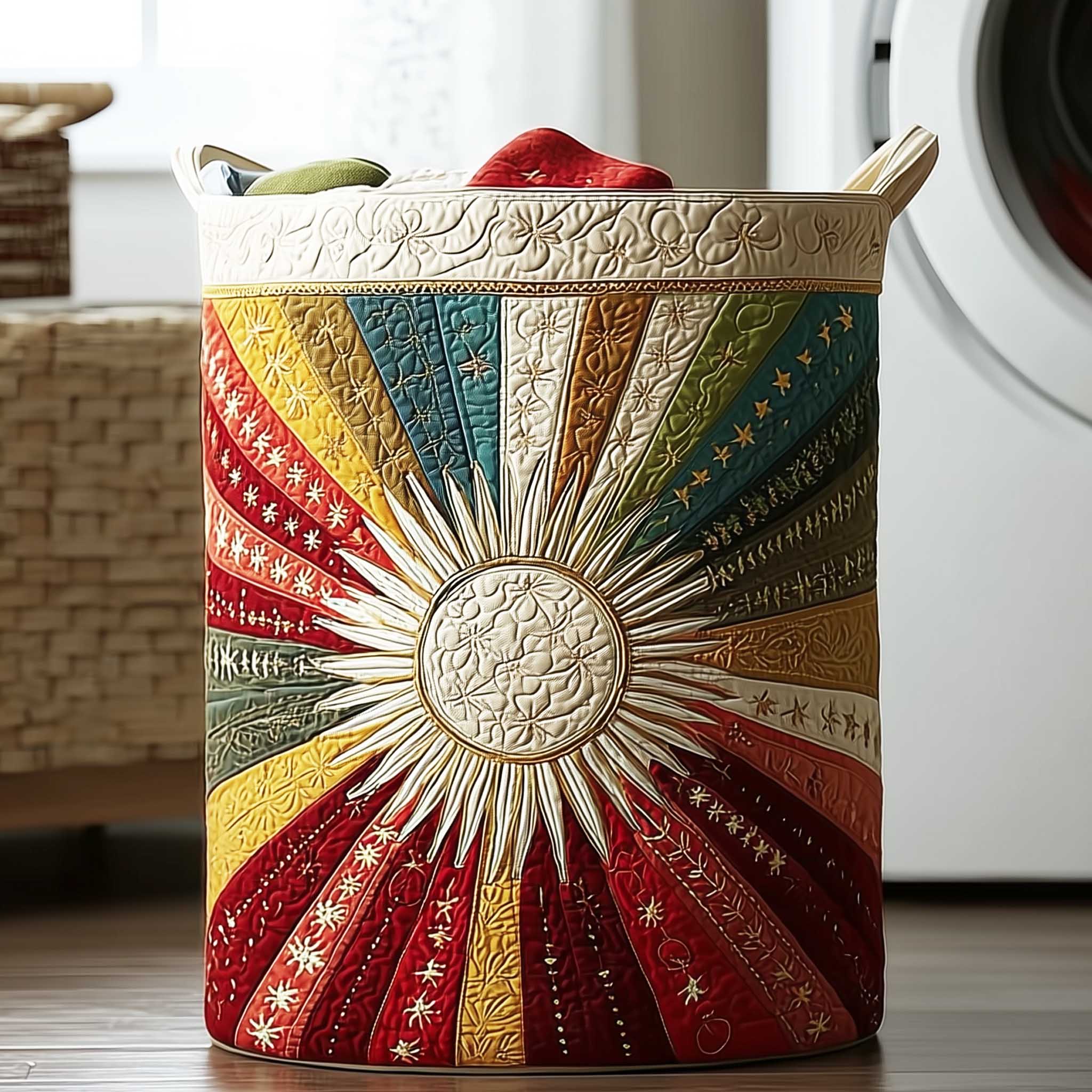 Radiant Sunburst Quilted Laundry Basket Unique Laundry Basket Family Gift Ideas For Xmas