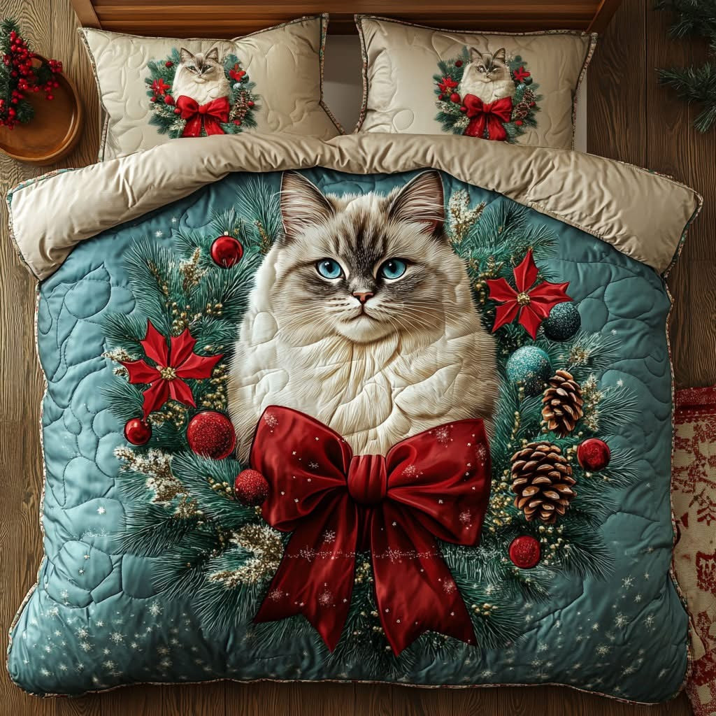 Ragdoll Cat Quilted Bedding Set Beautiful Cat Themed Duvet Cover Gift For Her