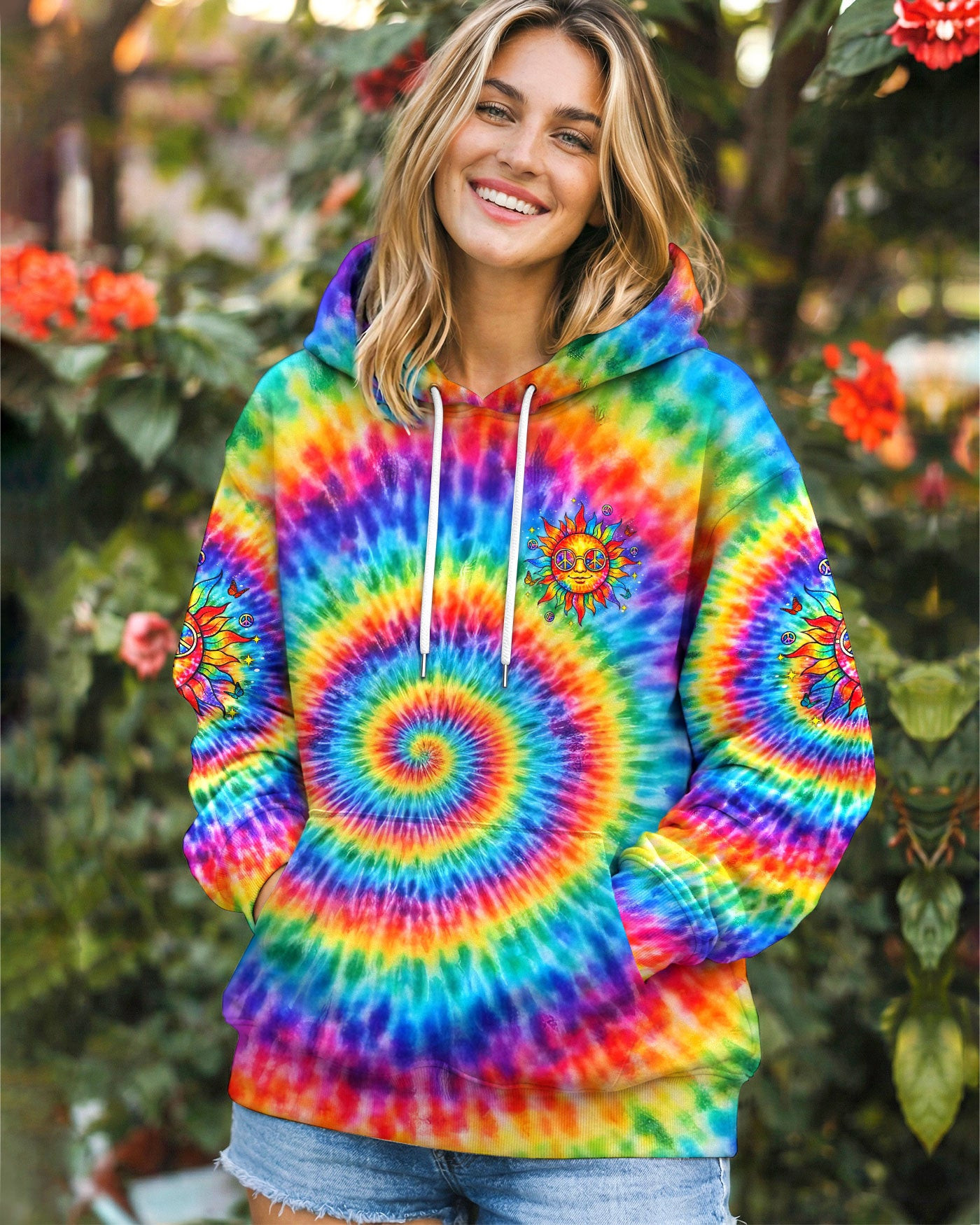Rainbow Be You The World Will Adjust Hoodie Vibrant Motivational Quote Merch Gift For Women - Image 2