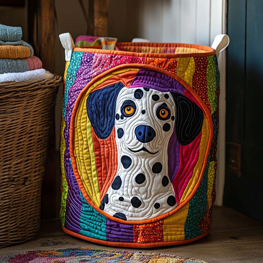 Rainbow Dalmatian Quilted Laundry Basket Unusual Laundry Basket Dog Owners Gifts Birthday Ideas