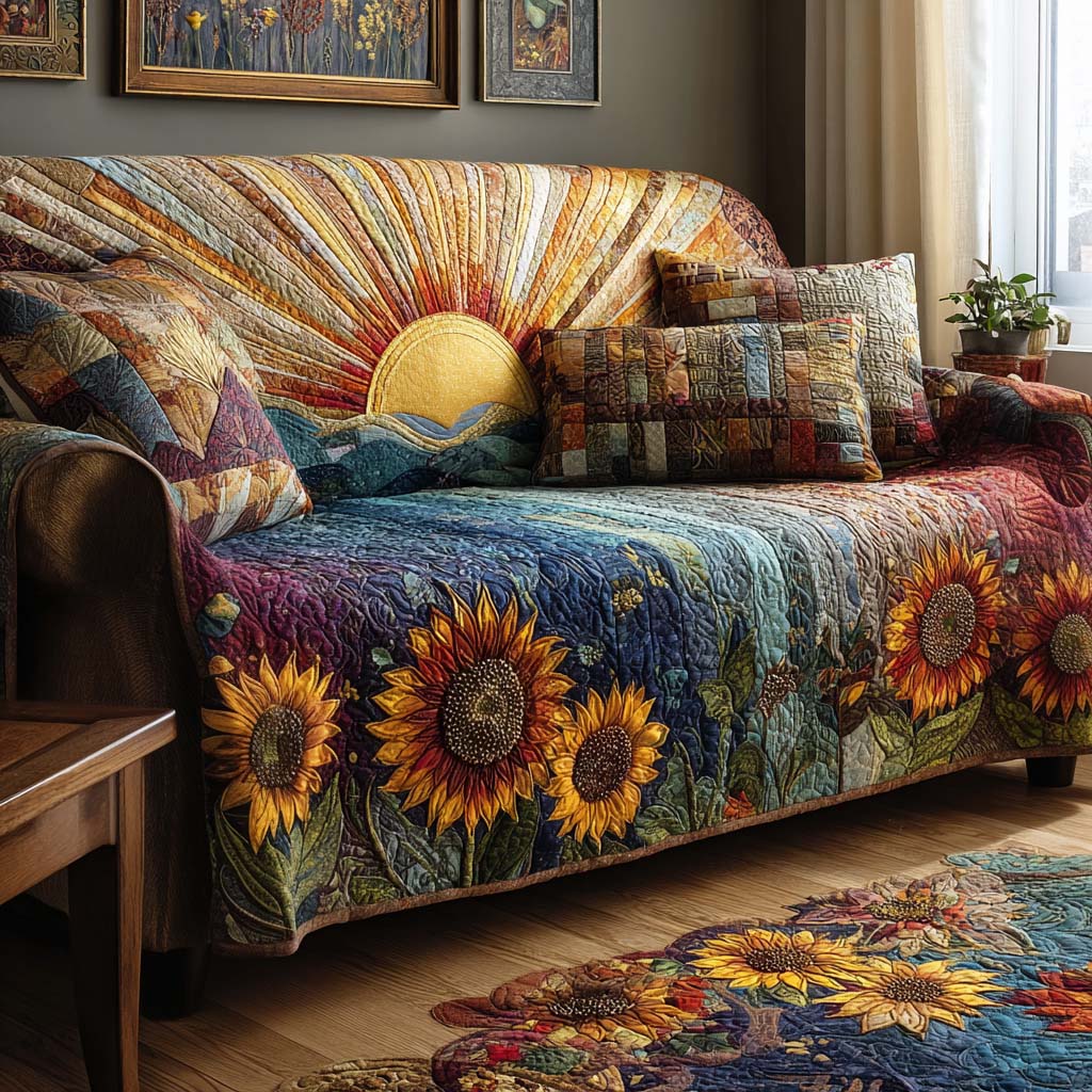 Rainbow Field Quilted Sofa Cover Living Room Decoration Special Present For Dad