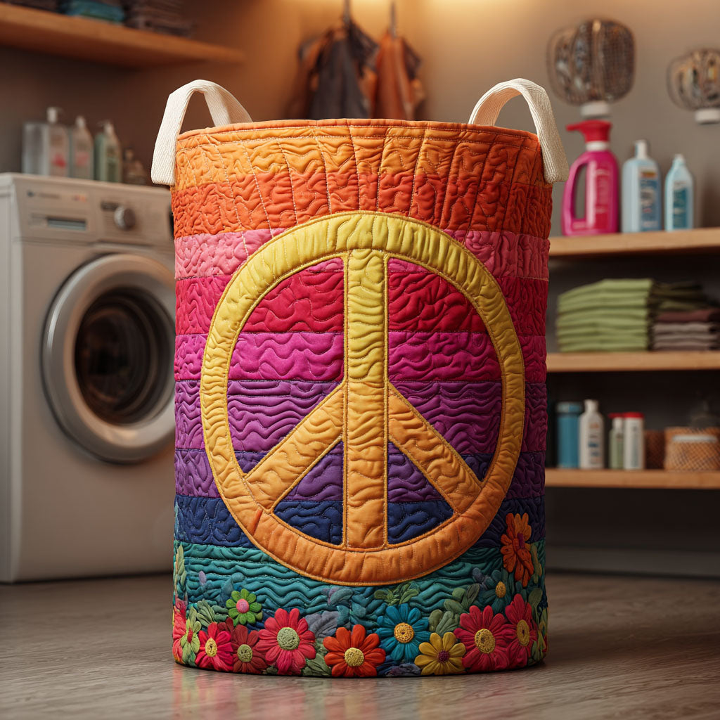Rainbow Garden Peace Quilted Laundry Basket Nice Laundry Hamper Mother's Day Gifts For Coworkers
