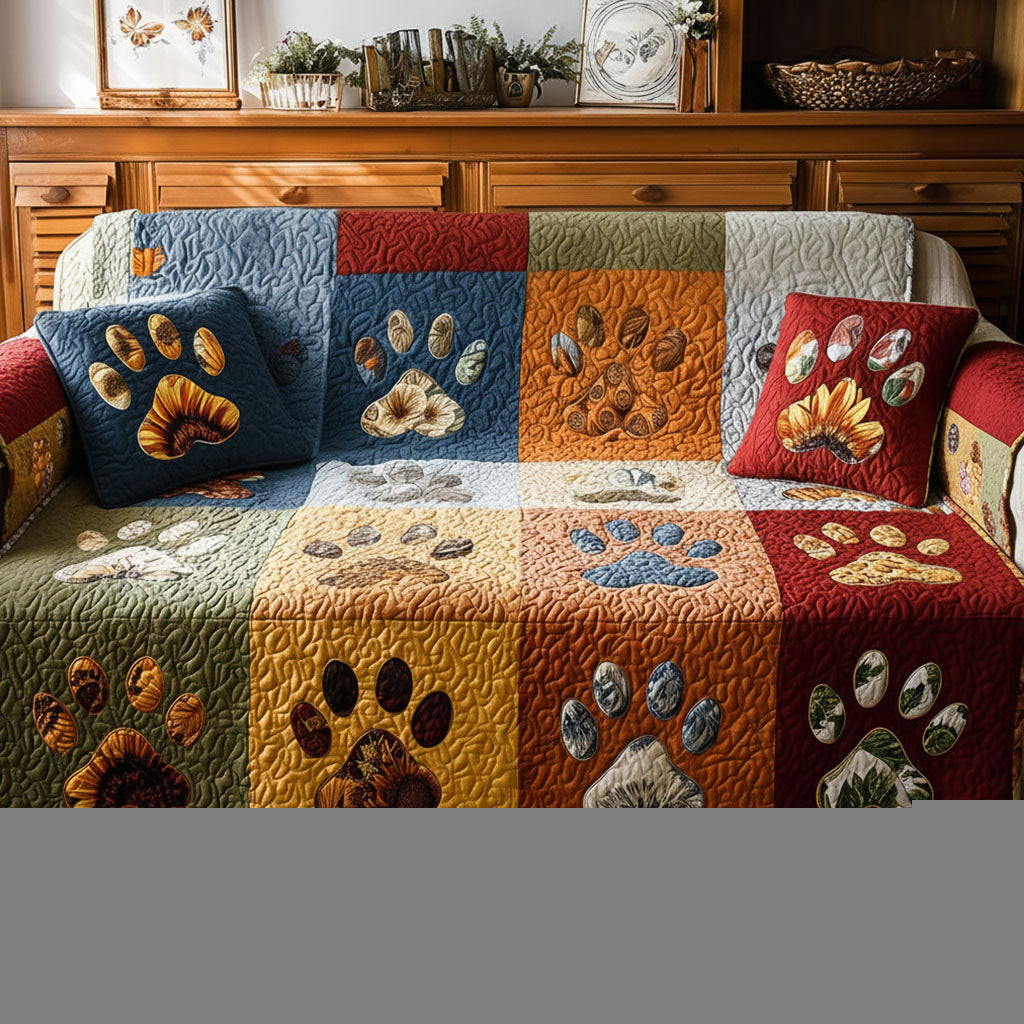 Rainbow Paw Quilted Sofa Cover Sofa Furniture Slip Covers Great Gifts For Dog Owners