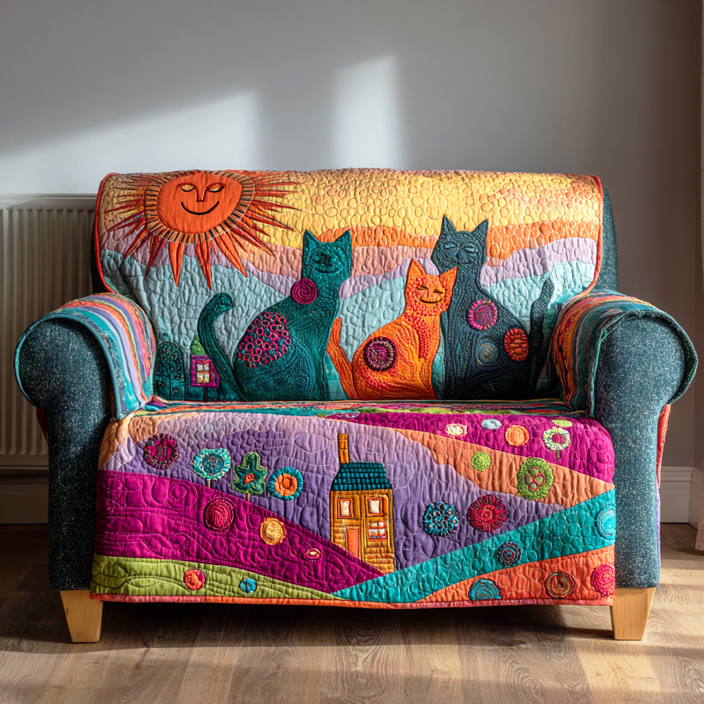Rainbow Paws Parade Quilted Sofa Cover Furniture Covers For Sofas Present Ideas For Cat Lovers