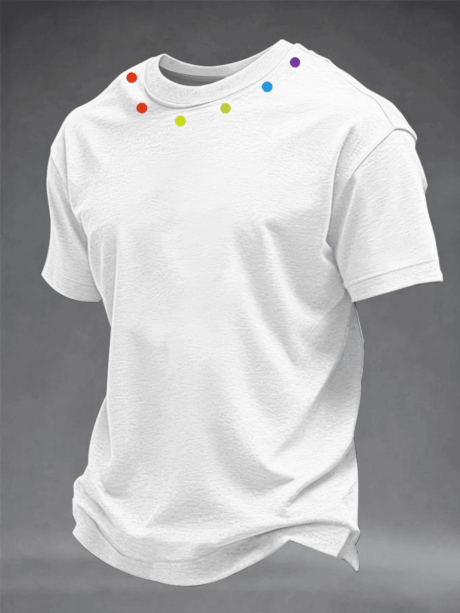 Rainbow Polka Dot Neckline Minimalist Shirt Pride Merch Gift For Simple Style Lovers
