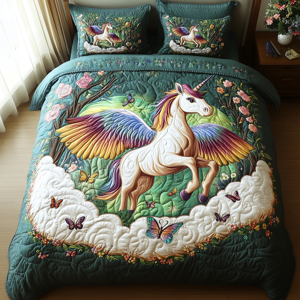 Rainbow Reverie Quilted Bedding Set Bed Decor Ideas Cool Unicorn Gifts