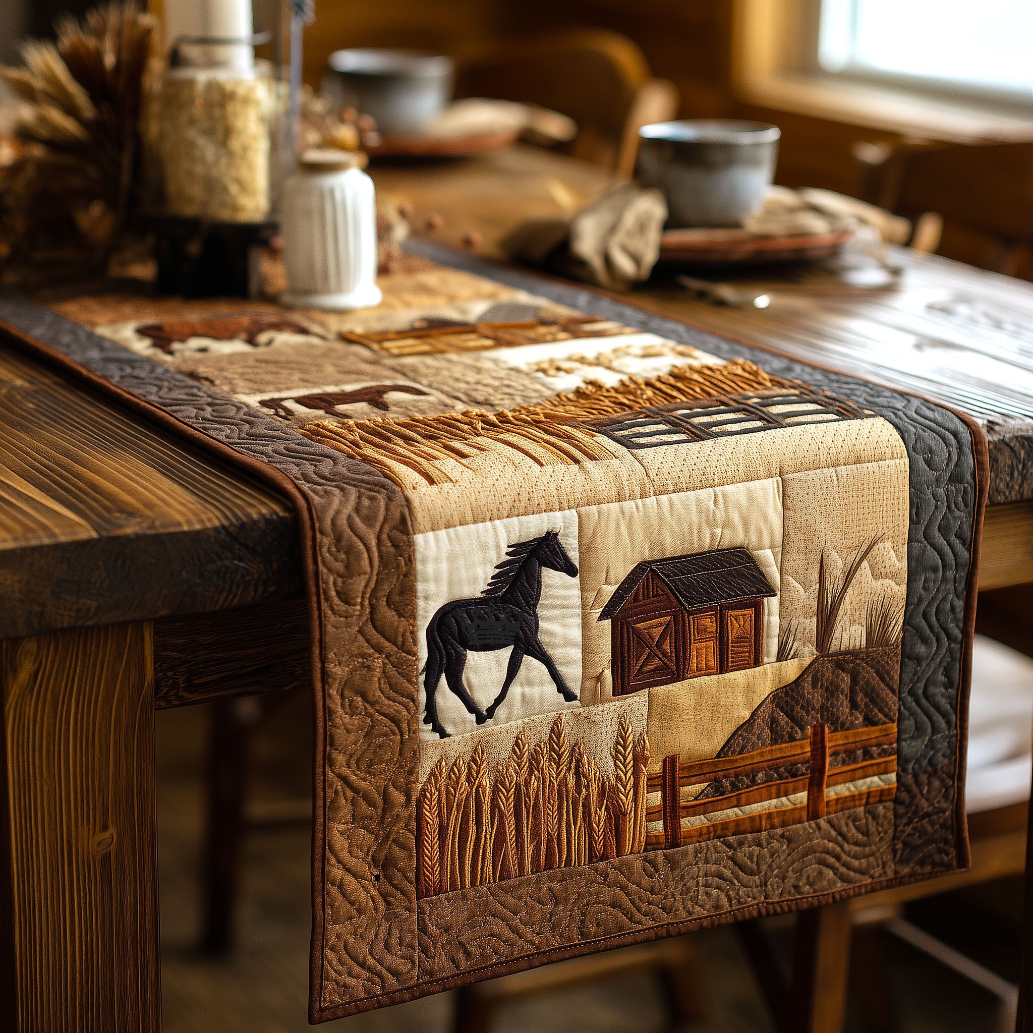 Ranch Life Quilted Table Runner Runner Table Mat Gifts For Horse Lovers Men