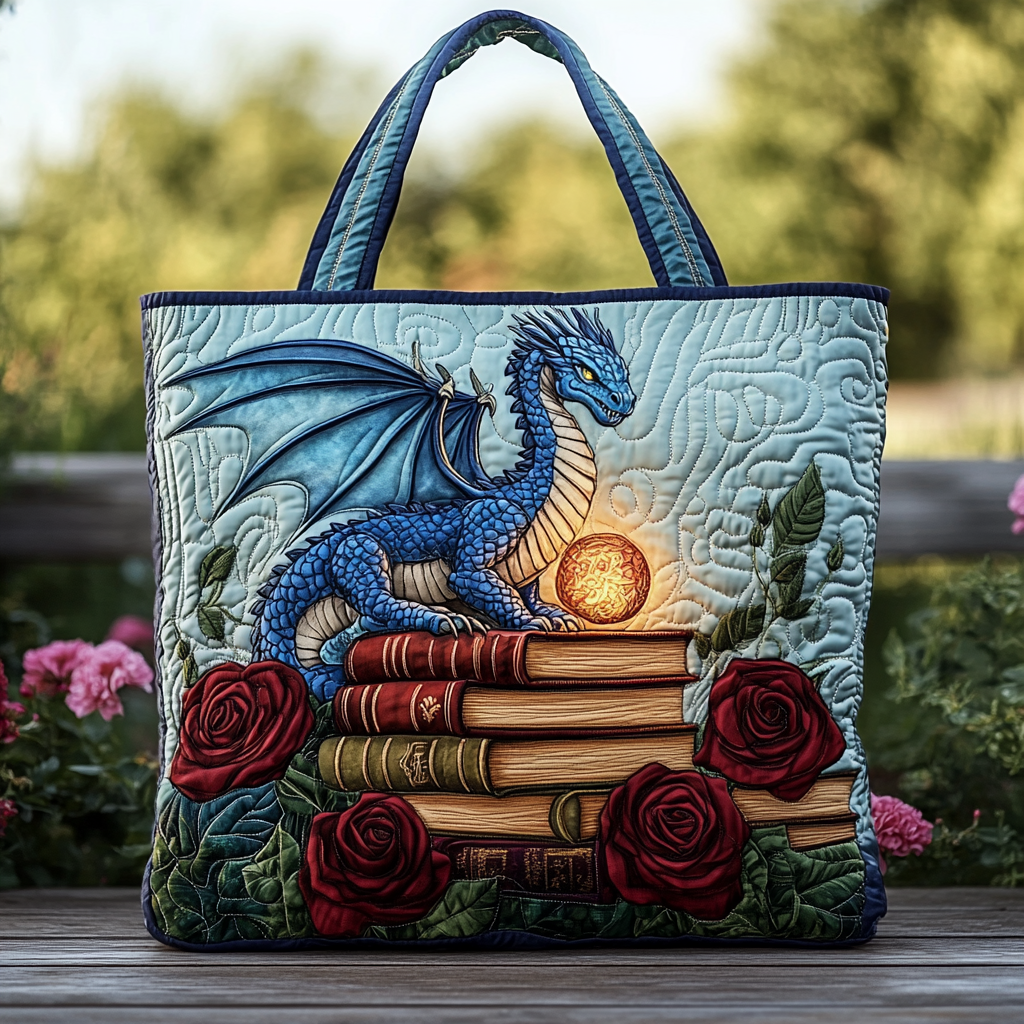 Reading Dragon Quilted Tote Bag Popular Womens Tote Bags Presents For Mother In Law