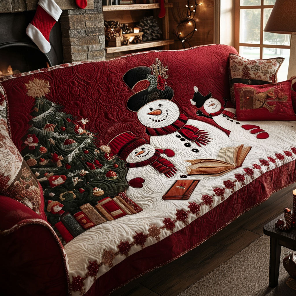 Reading in the Snow Quilted Sofa Cover Couch Slipcovers Husky Dog Christmas Decoration